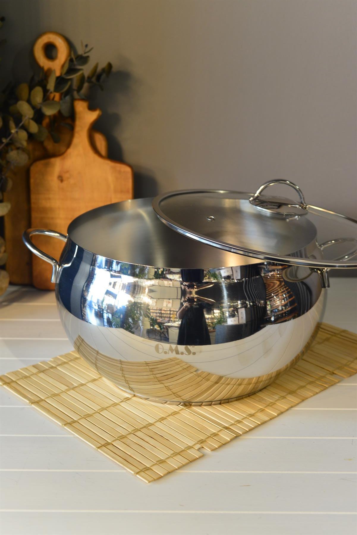 OMS Küre Derin Çelik Tencere - 30 cm