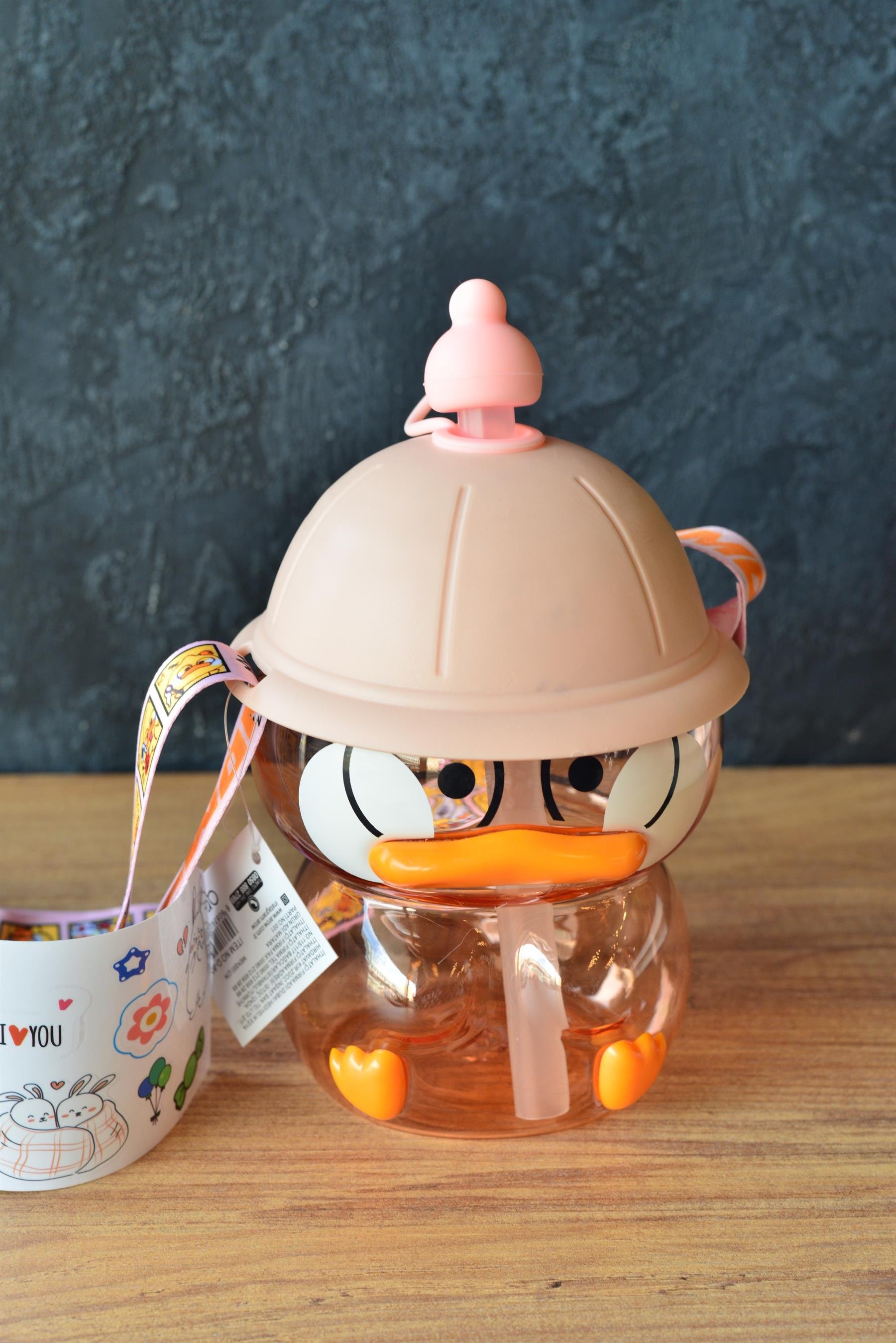 Ördek Çocuk Su Matarası 1100 ML / Pembe