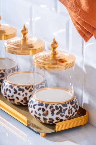 Ortigia 4 Parça Cam Tepsili Baharat Seti