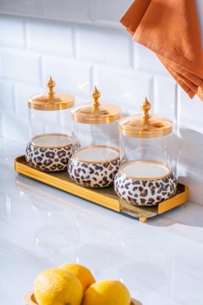 Ortigia 4 Parça Cam Tepsili Baharat Seti