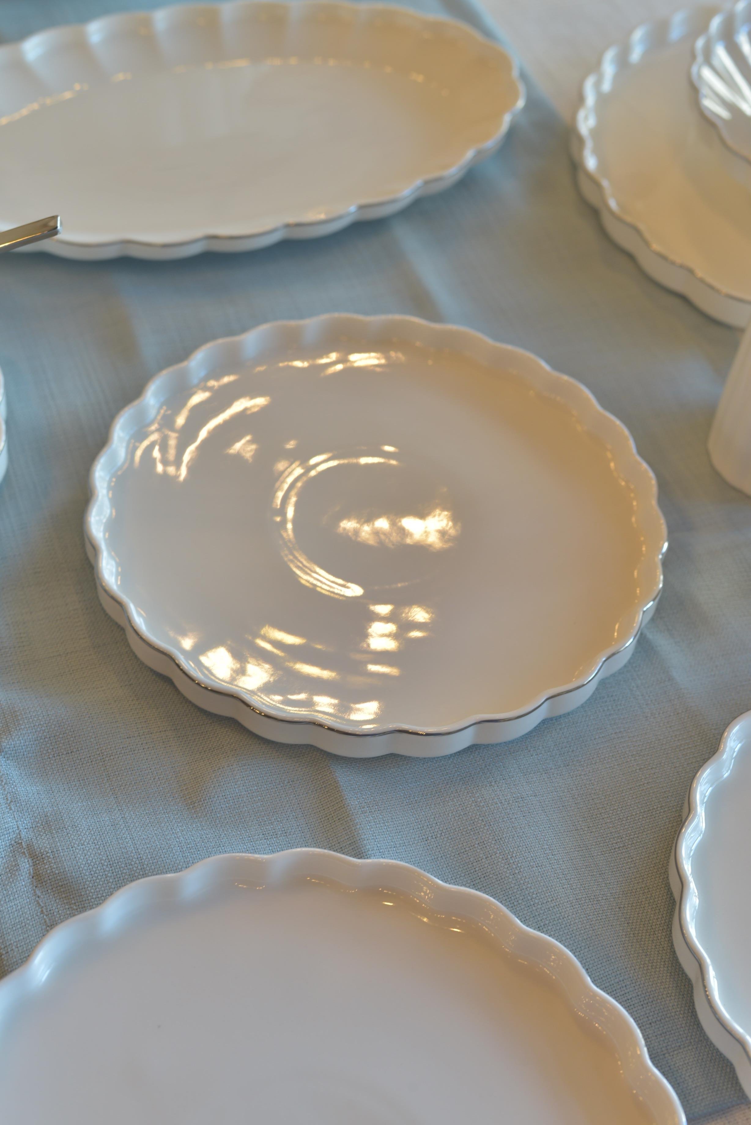 Oyster 6 Kişilik 29 Parça Platin Yaldızlı Beyaz Porselen Yemek Takımı