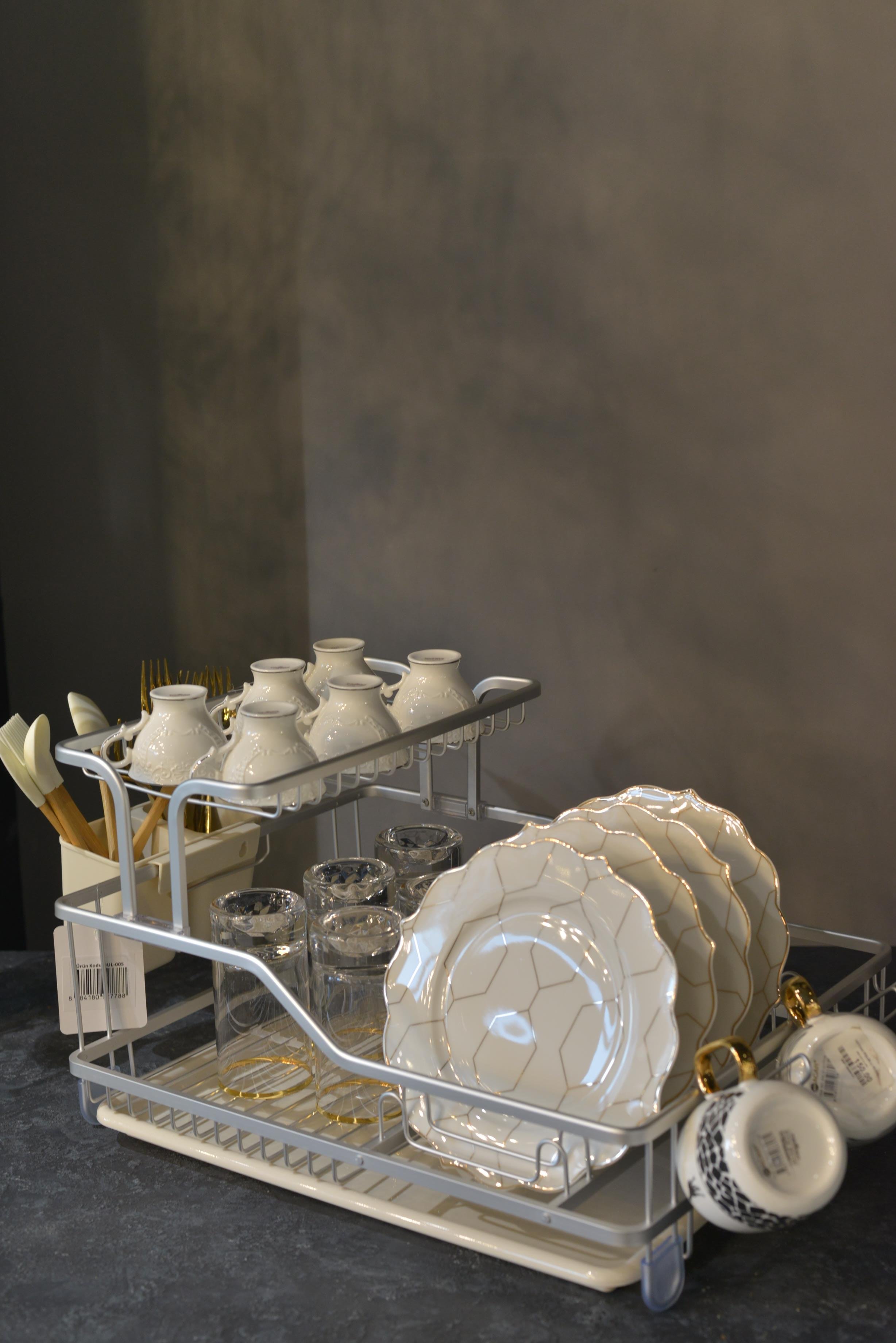 Paslanmaz Alüminyum 2 Katlı Bulaşıklık 