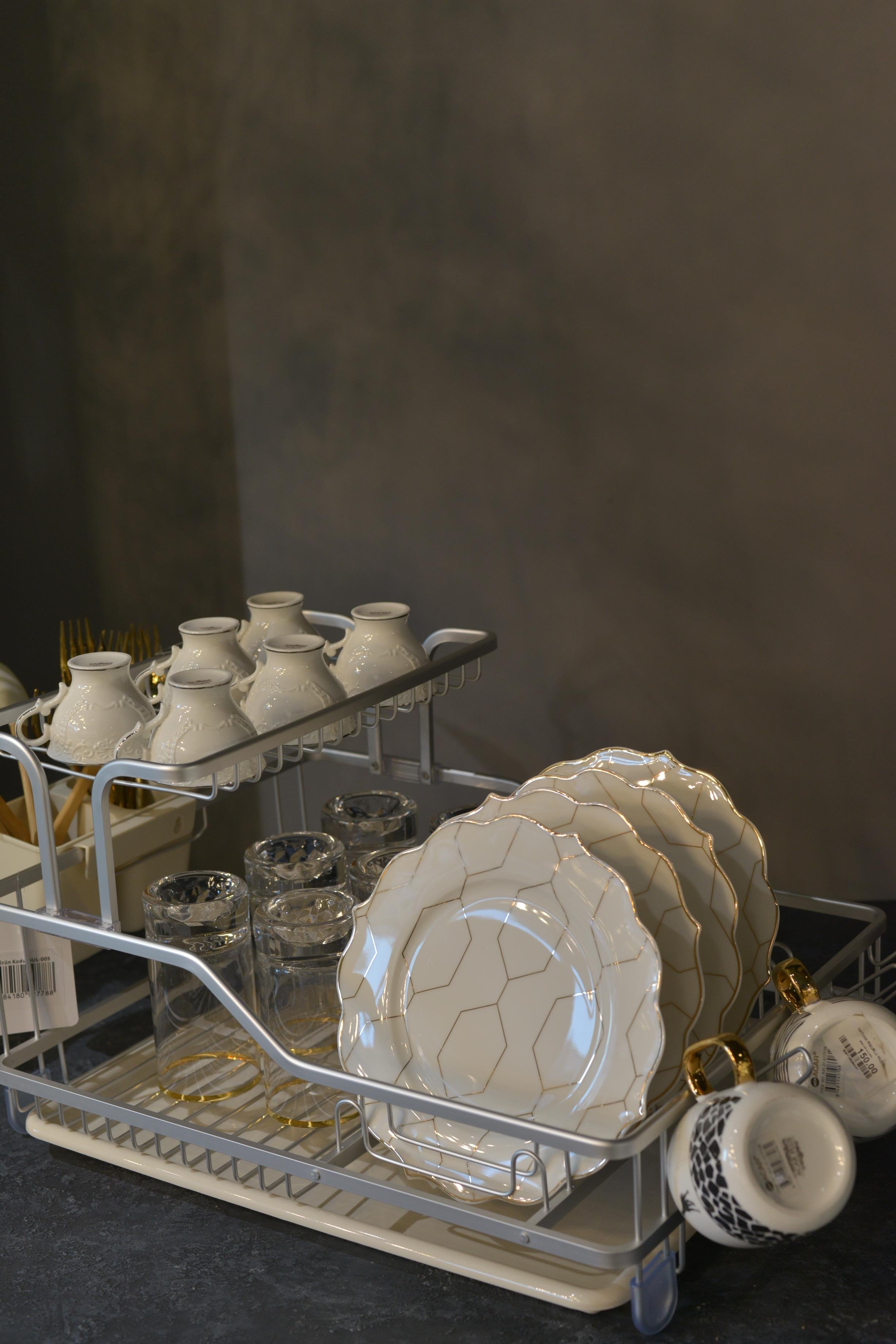 Paslanmaz Alüminyum 2 Katlı Bulaşıklık 