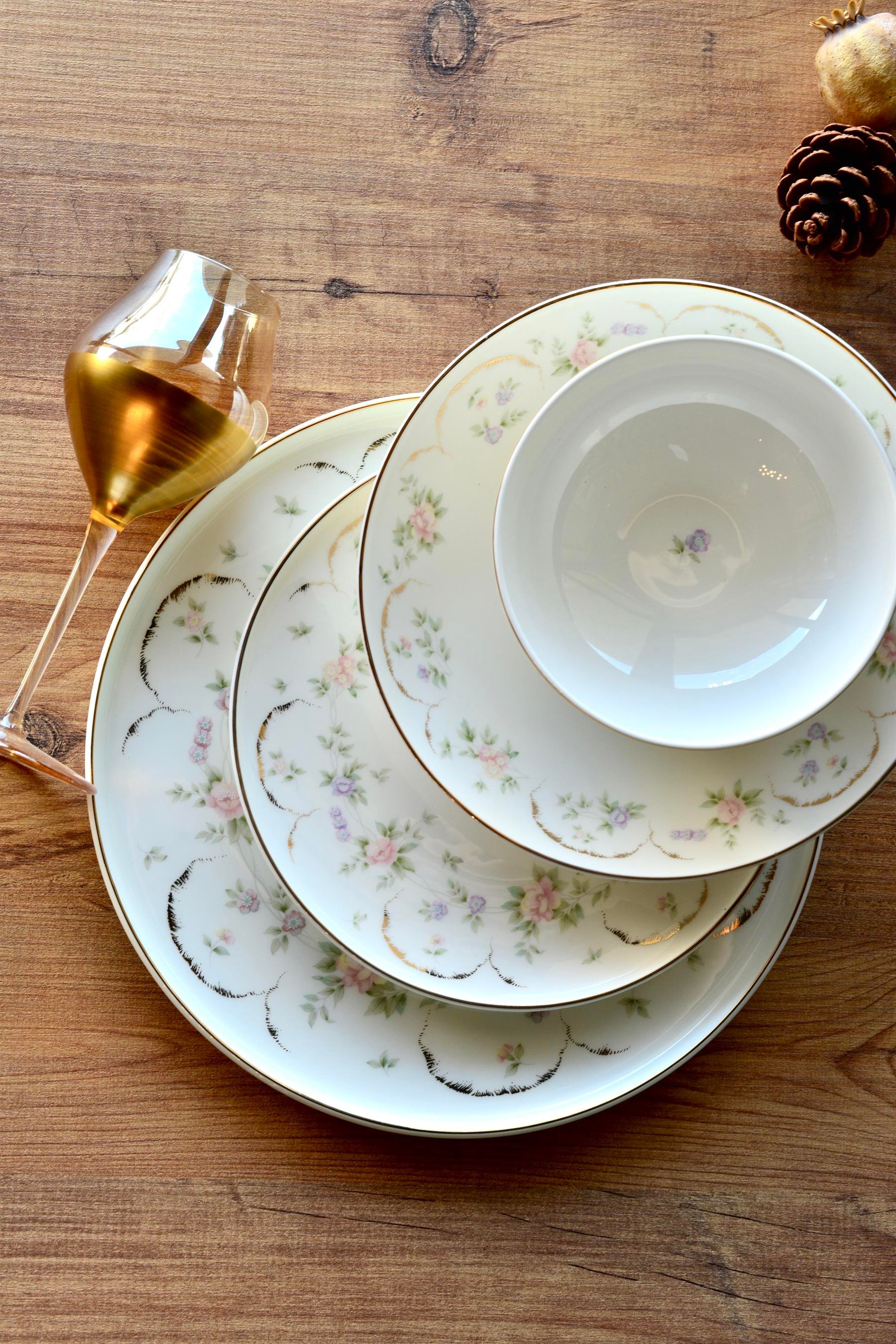 Pink Mary Gold 24 Parça Porselen 6 Kişilik Yemek Takımı