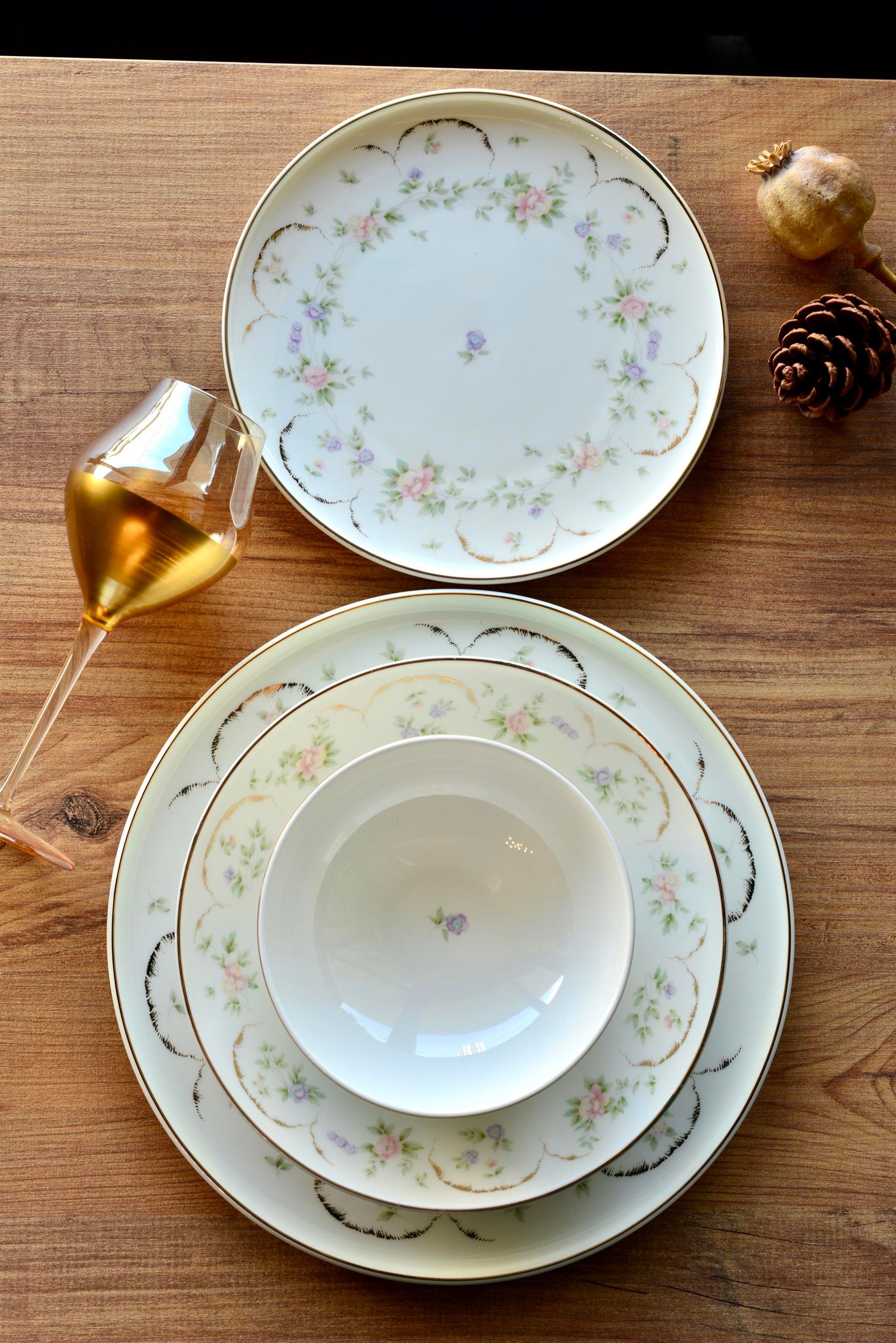 Pink Mary Gold 24 Parça Porselen 6 Kişilik Yemek Takımı