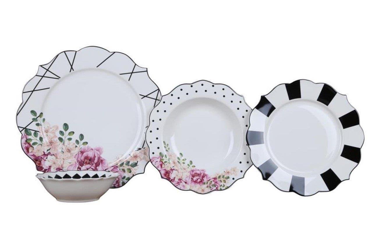 Pink More 24 parça 6 Kişilik Porselen Yemek Takımı