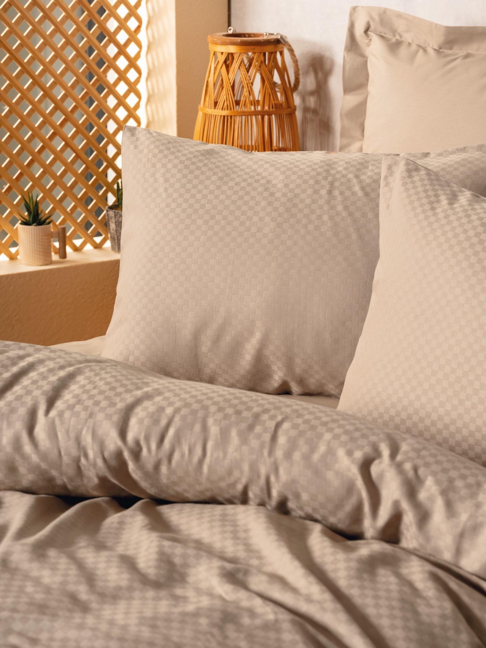 Plaid Ranforce Tek Kişilik Nevresim Takımı Vizon