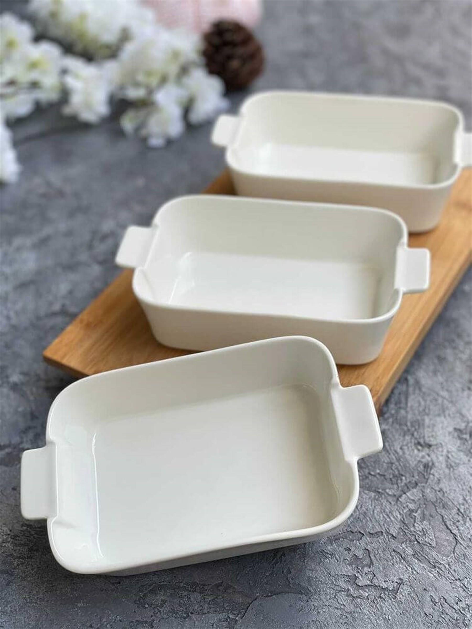 Porselen Dikdörtgen Kase 3 Lü