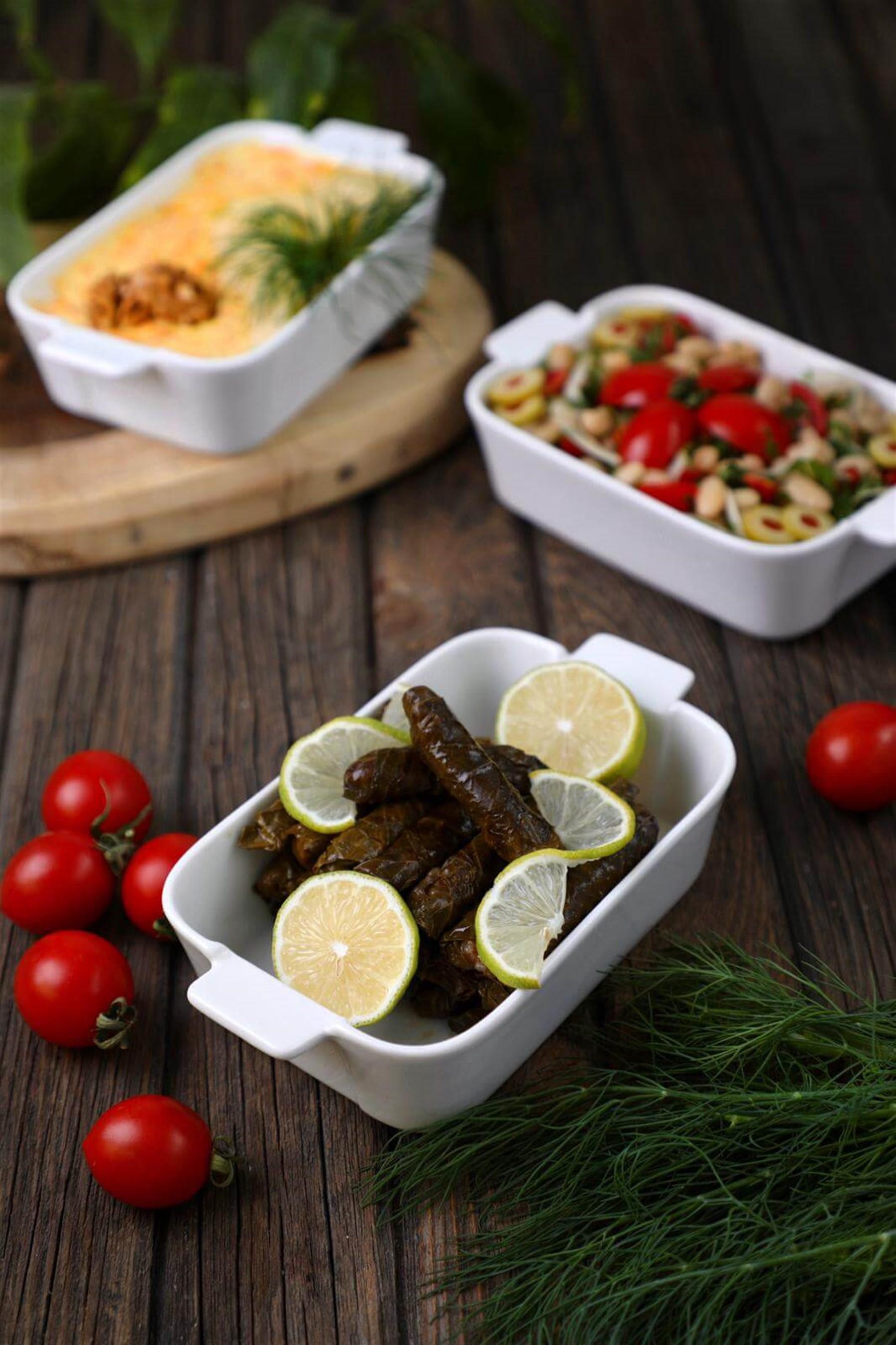 Porselen Dikdörtgen Kase 3 Lü