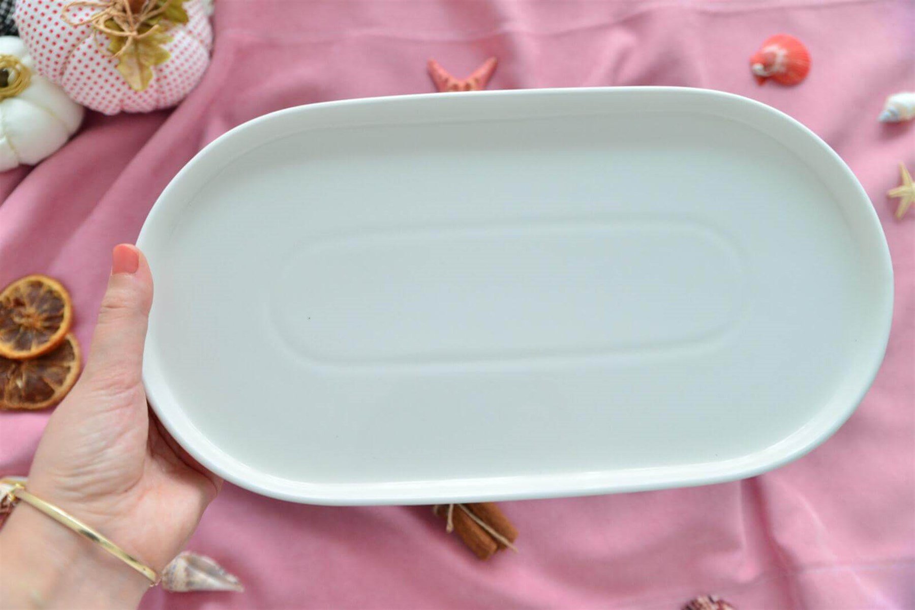 Porselen Oval Büyük Boy Servis Tabak 32 cm