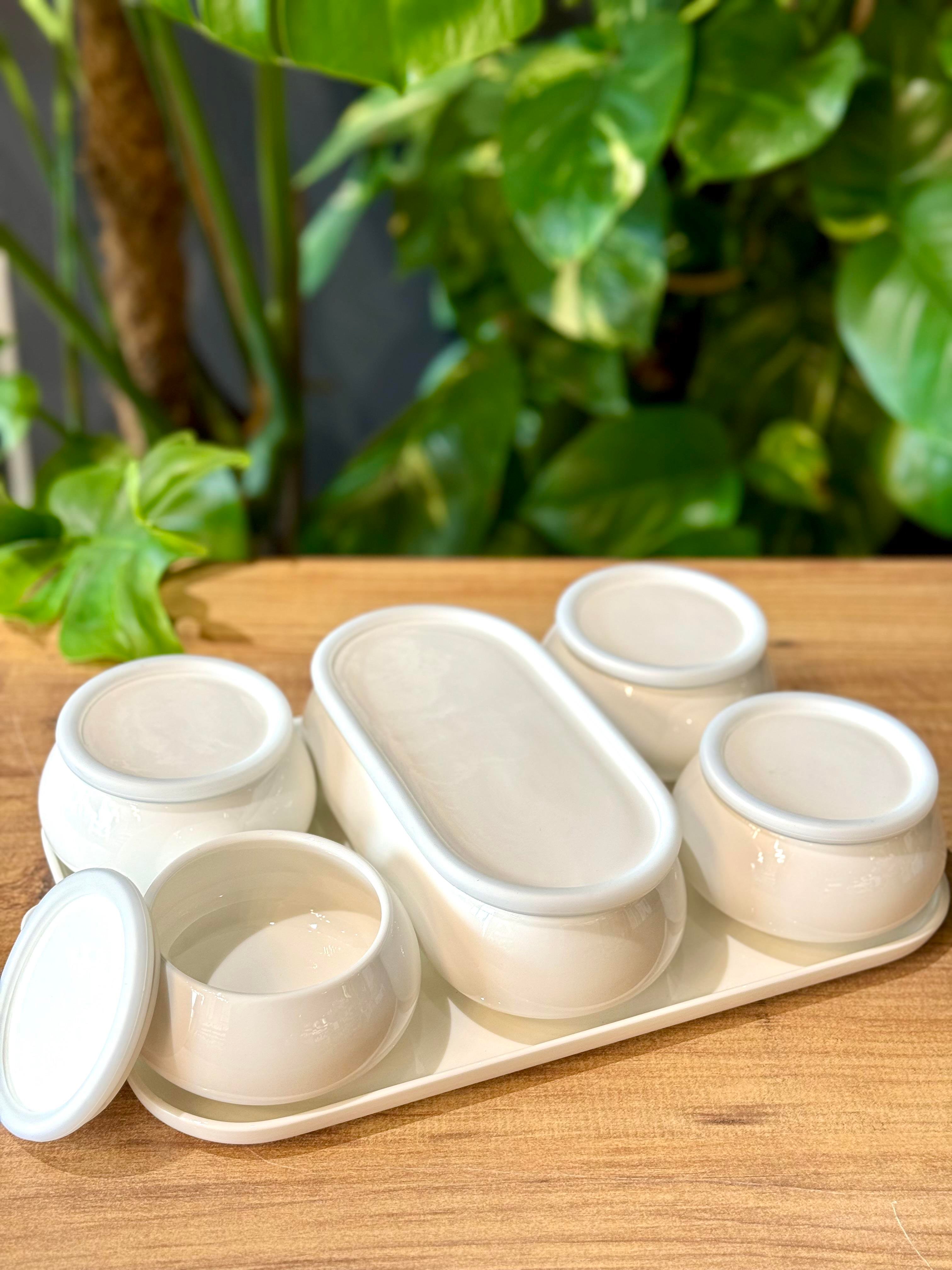 Porselen Tepsili 5 li Kahvaltı Seti