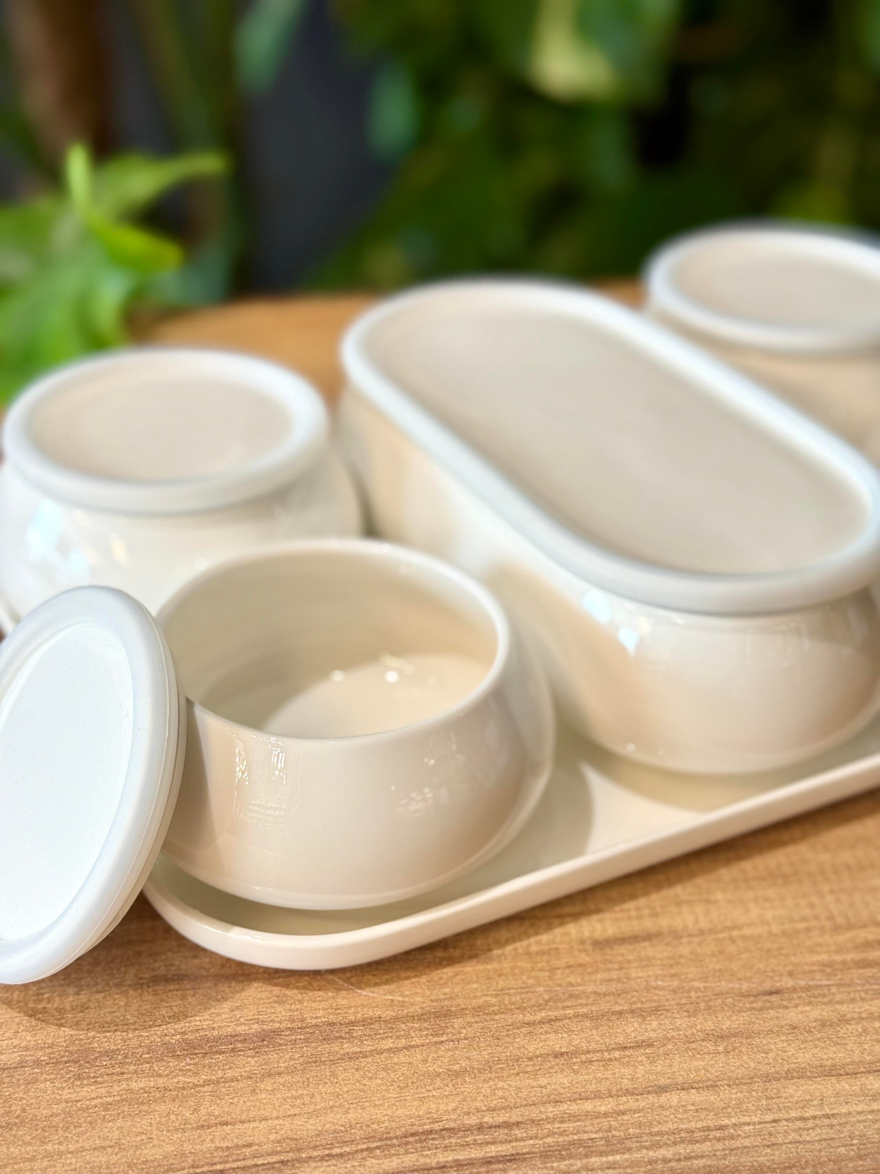 Porselen Tepsili 5 li Kahvaltı Seti