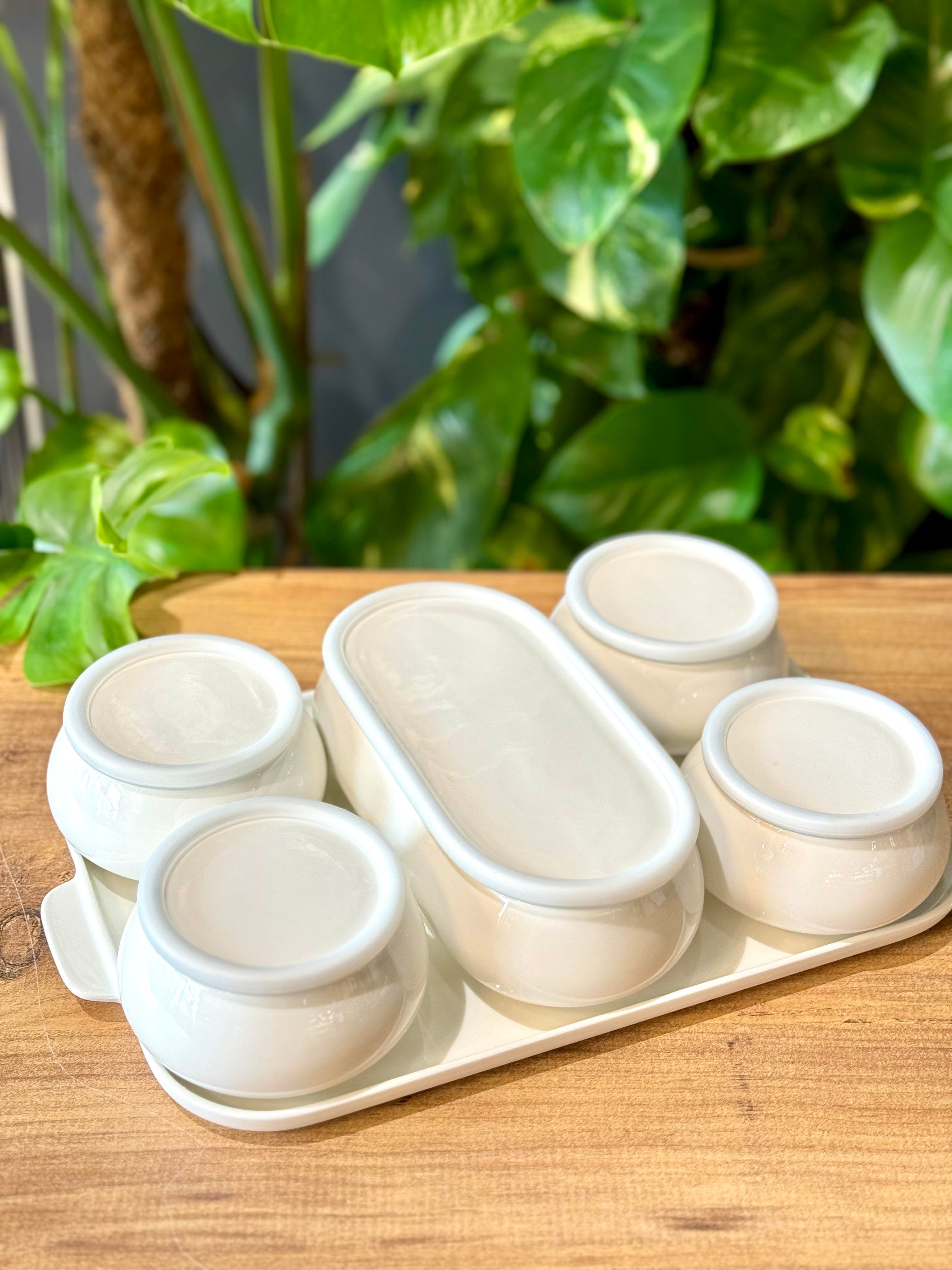 Porselen Tepsili 5 li Kahvaltı Seti