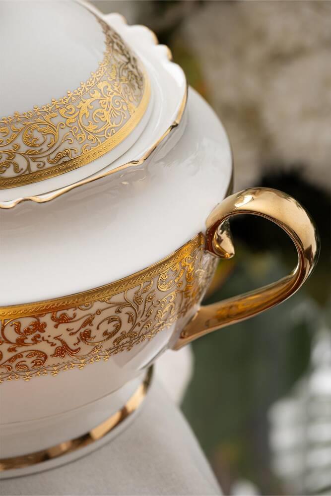 Romeo 60 Parça 12 Kişilik Gold Porselen Yemek Takımı
