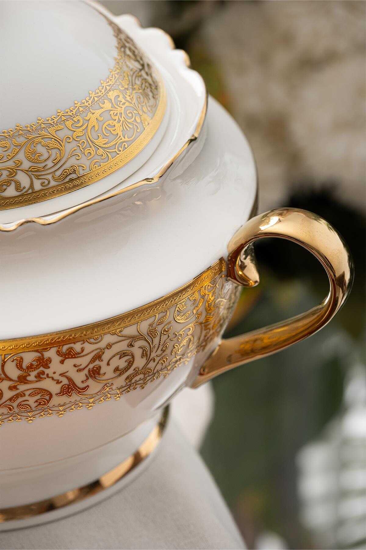 Romeo 60 Parça 12 Kişilik Gold Porselen Yemek Takımı