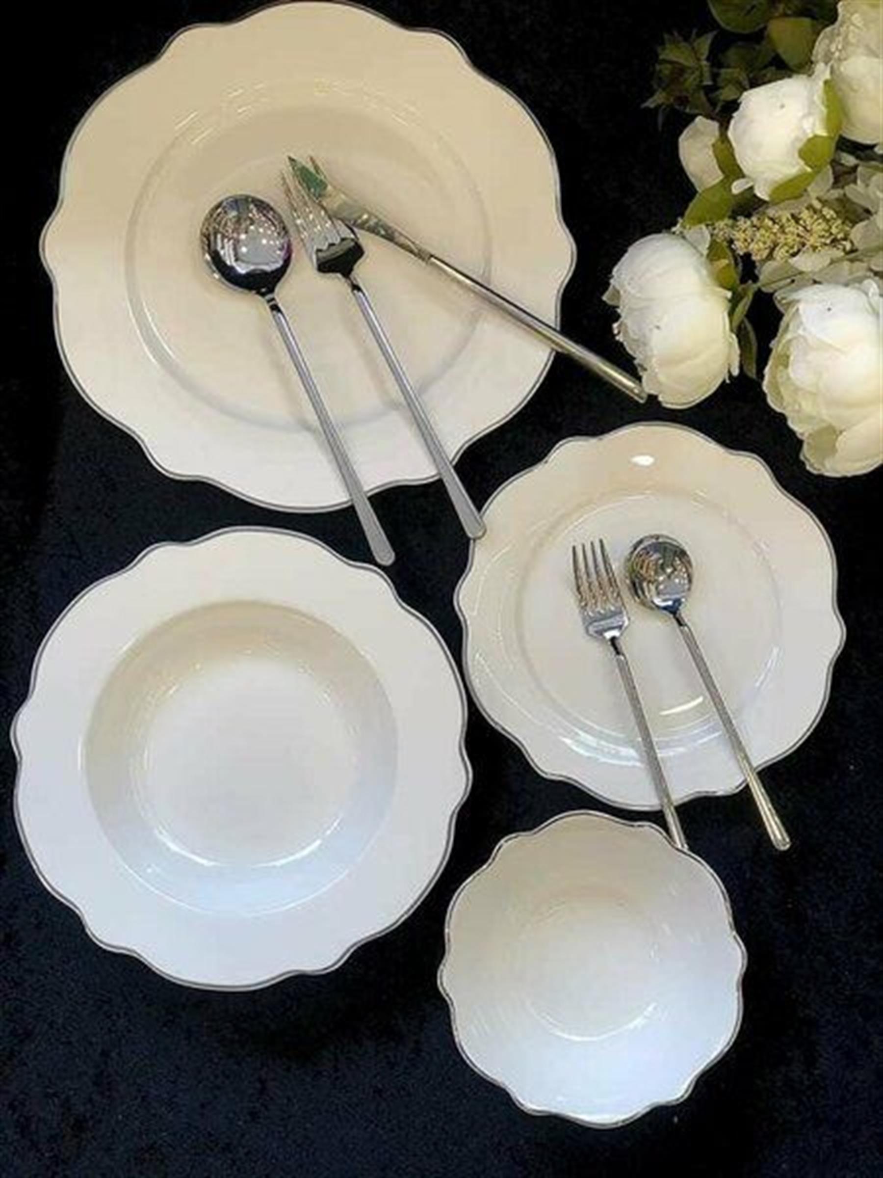 Silver King 24 Parça 6 Kişilik Bone Porselen Yemek Takımı