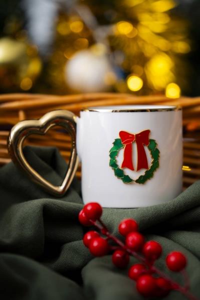 Vermont Çelenk Porselen Kupa - 1 Adet 