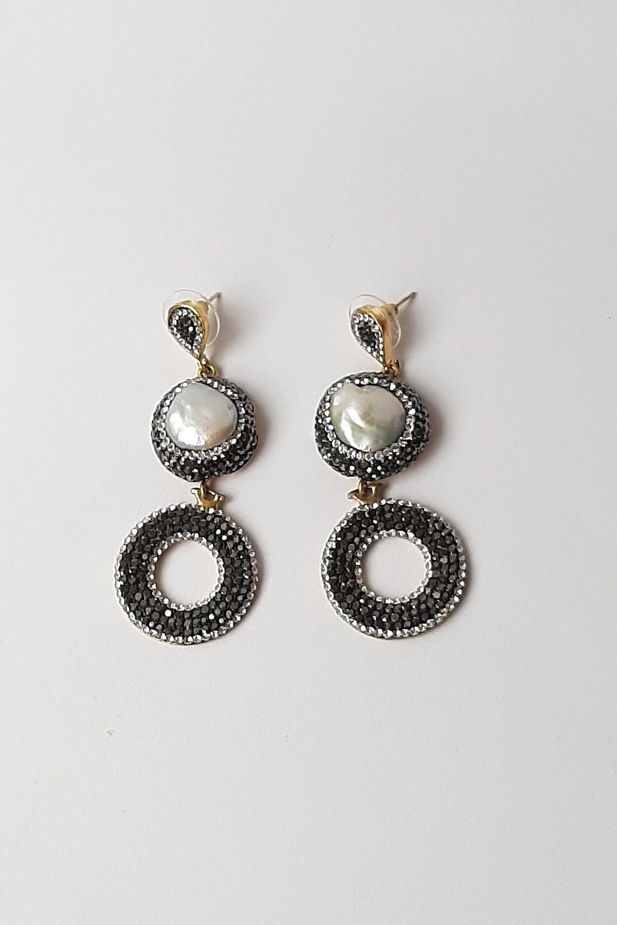 Bijusel İnci Taşlamalı Halkalı Küpe