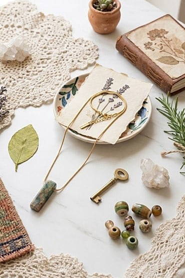 Doğal Yosunlu Akik Taşlı Çelik Kolye - Minimalist Uzun Zincir Kadın Takı