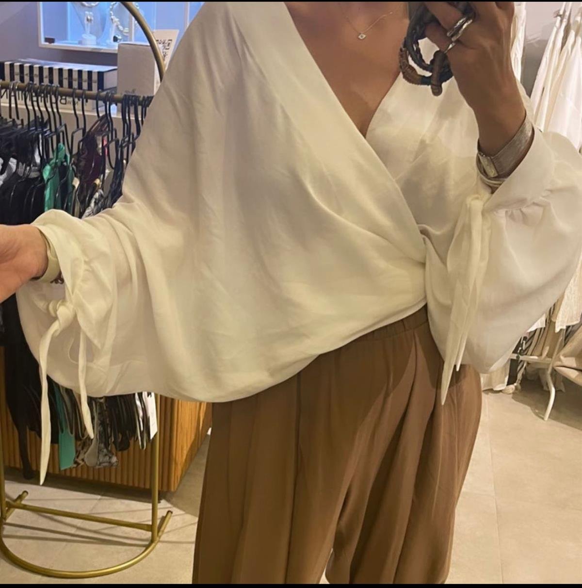 Erw's Ekru Wrap Blouse