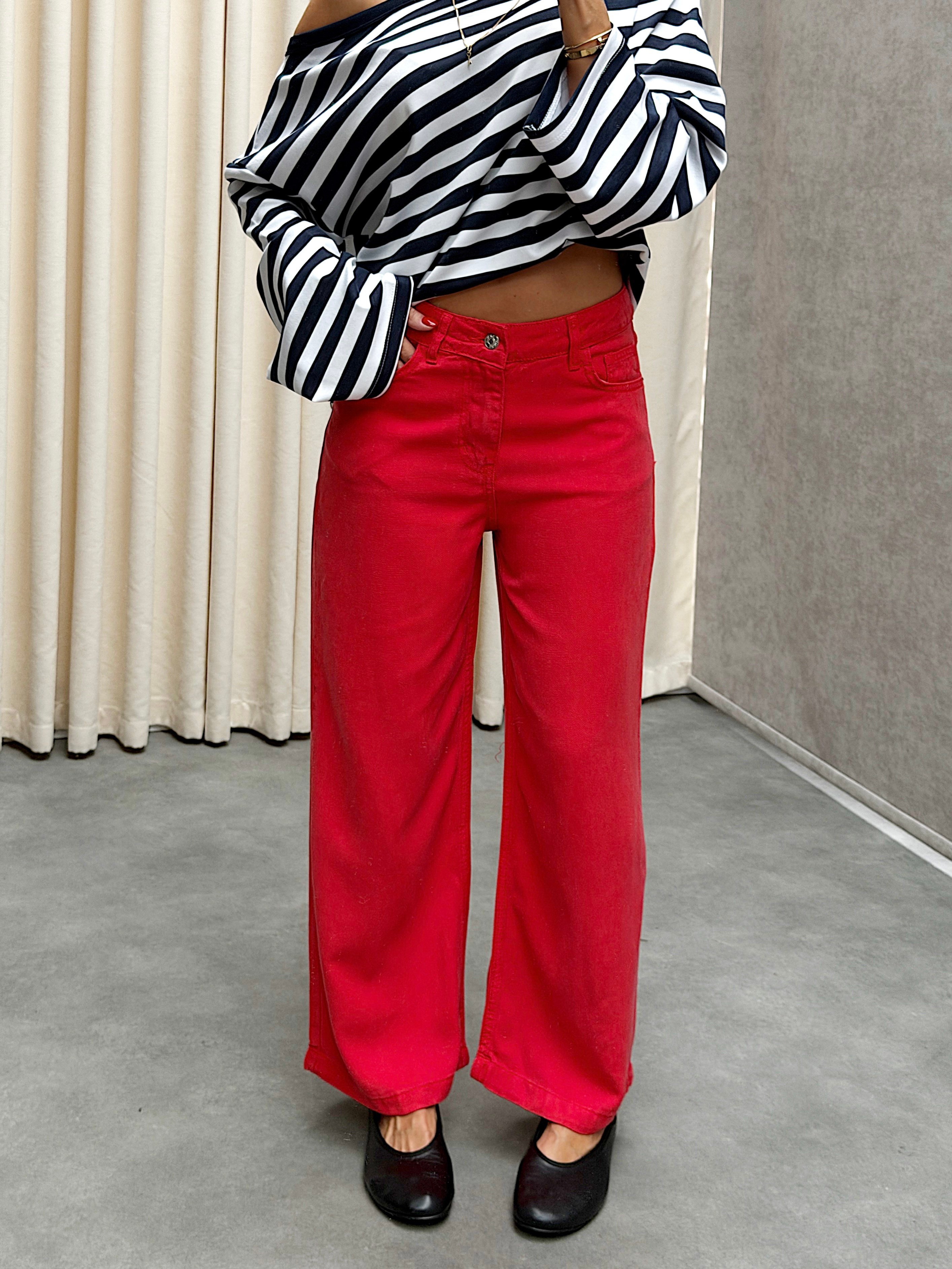 Arves Kırmızı Tensel Denim Pantolon