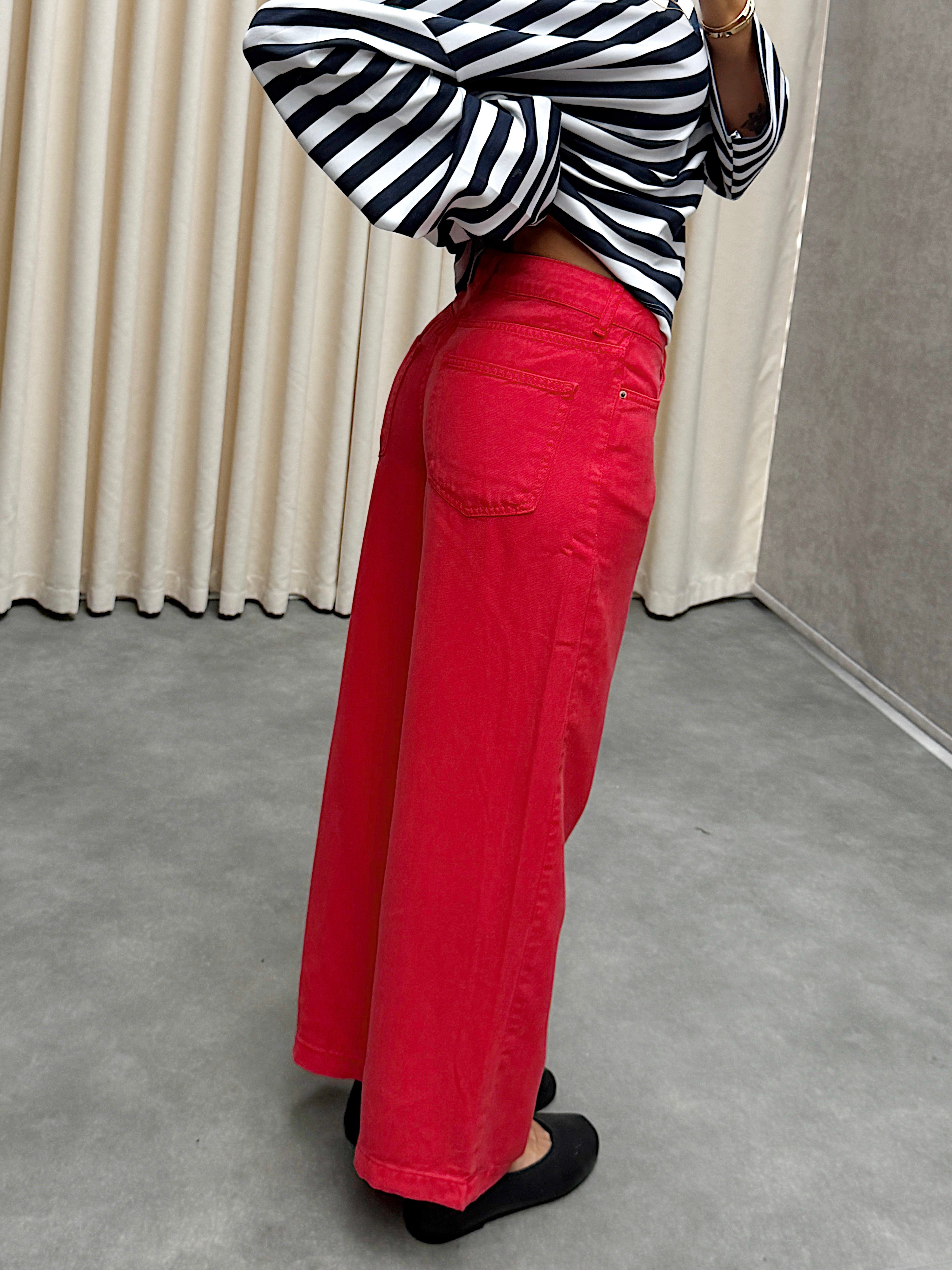 Arves Kırmızı Tensel Denim Pantolon