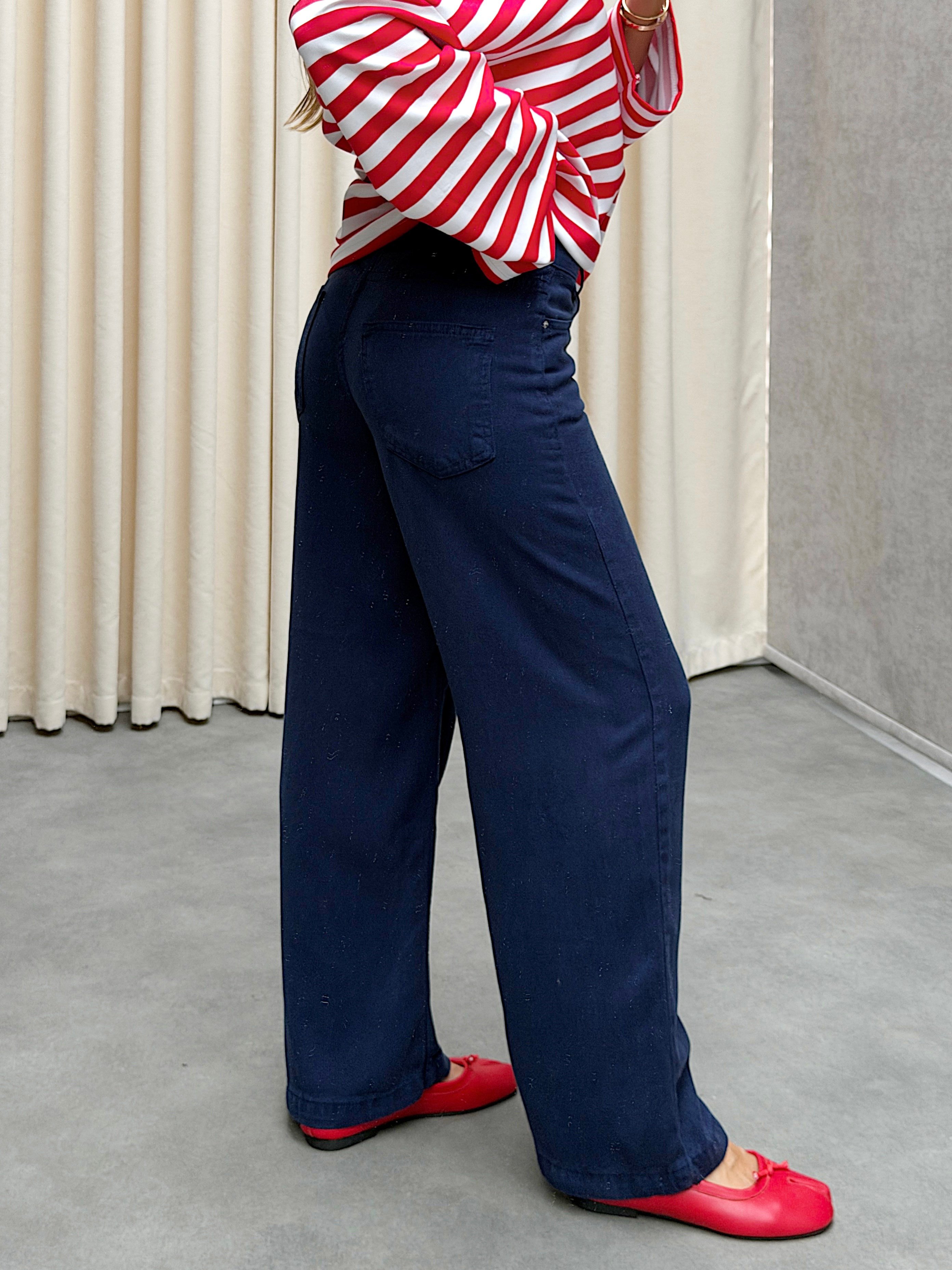 Arves Lacivert Tensel Denim Pantolon
