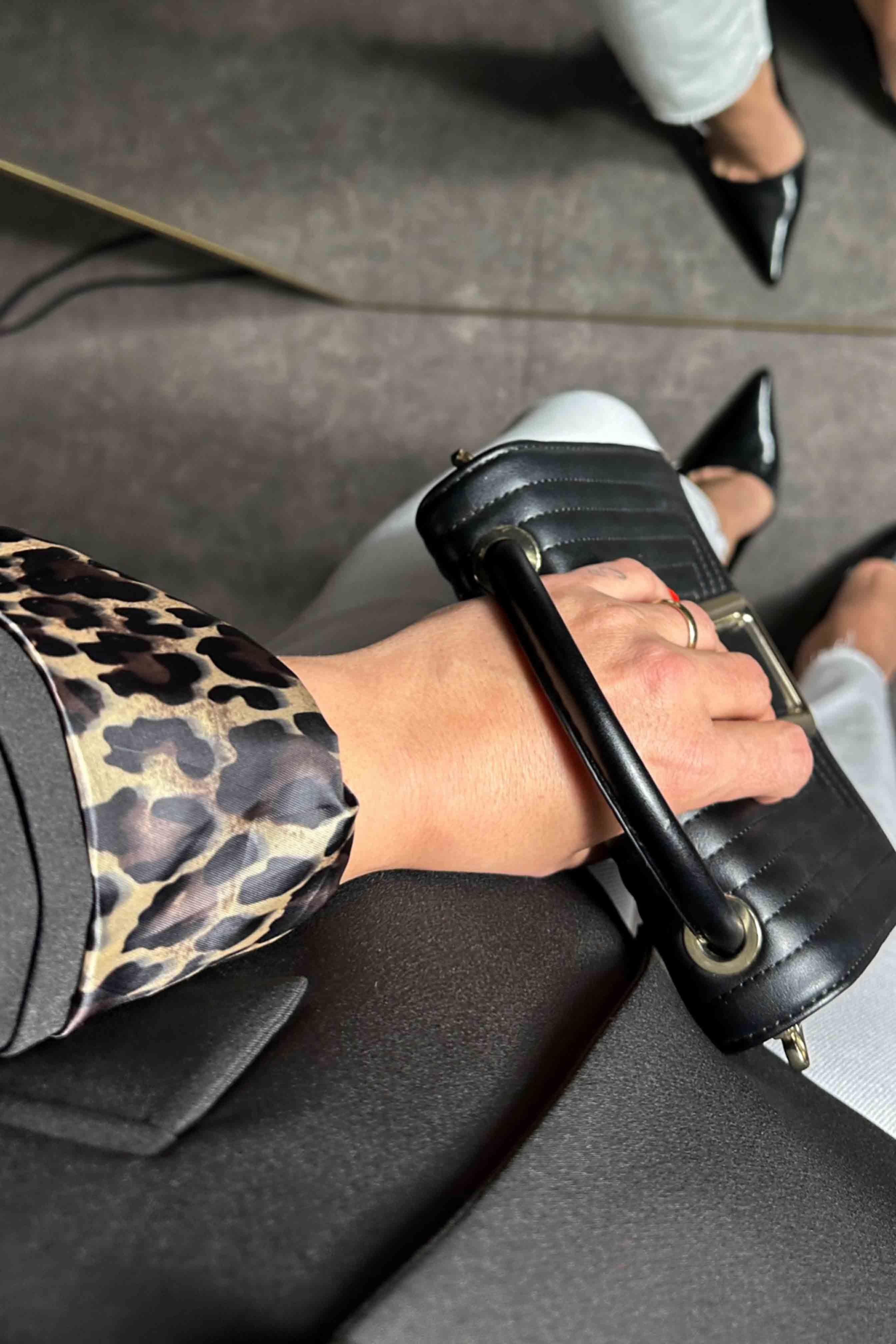 Atlas Kumaş Leopar Astarlı Blazer Kadın Ceket Siyah