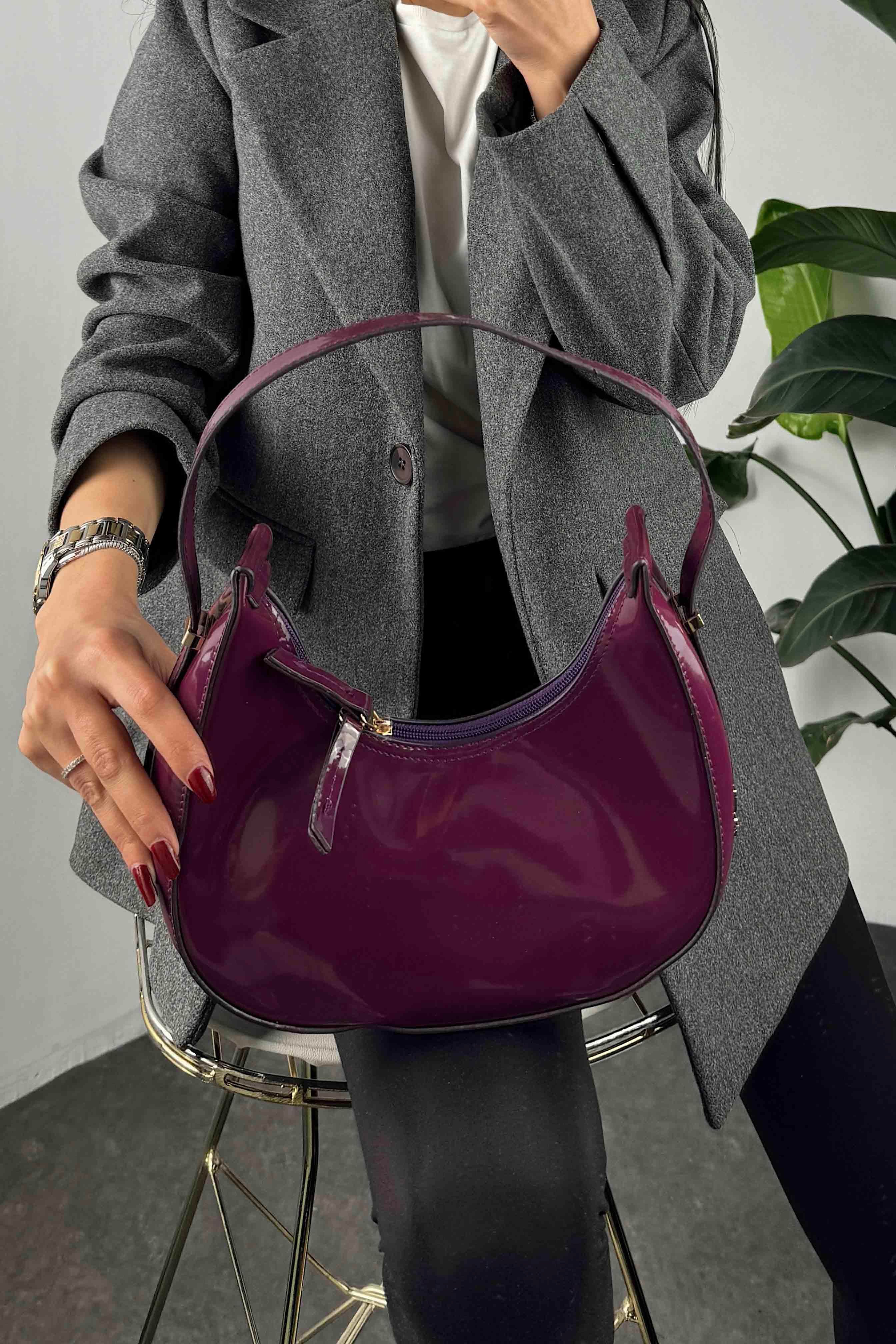 Ayarlanabilir Cherry Rugan Çanta Mürdüm