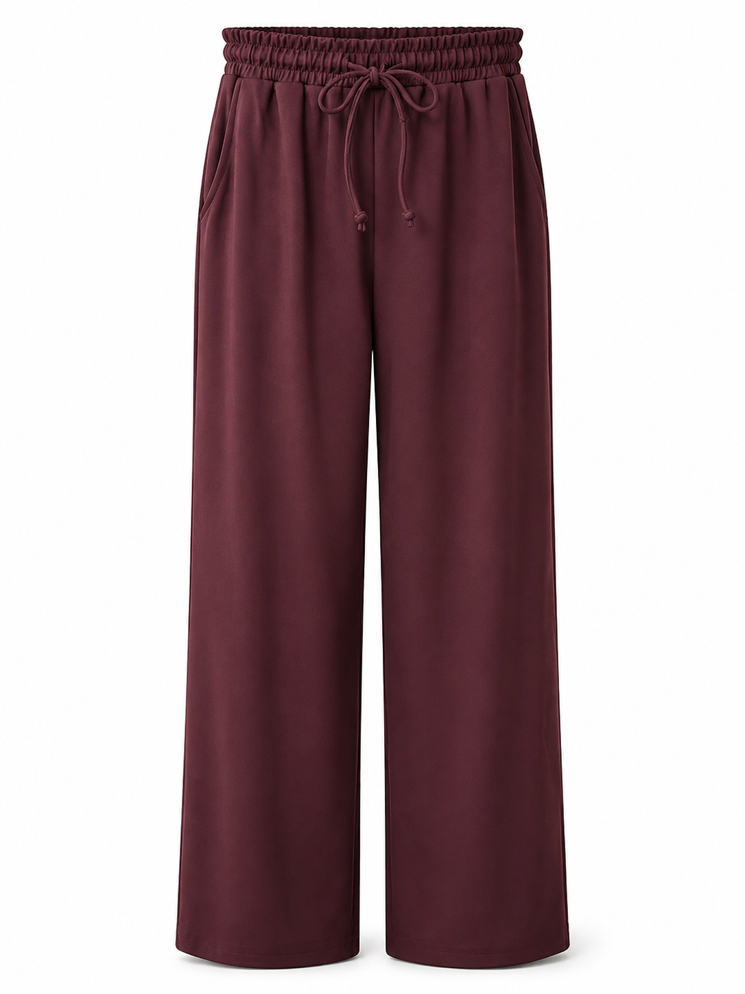 Bel Bağlamalı Cepli Modal Kumaş Pantolon Bordo