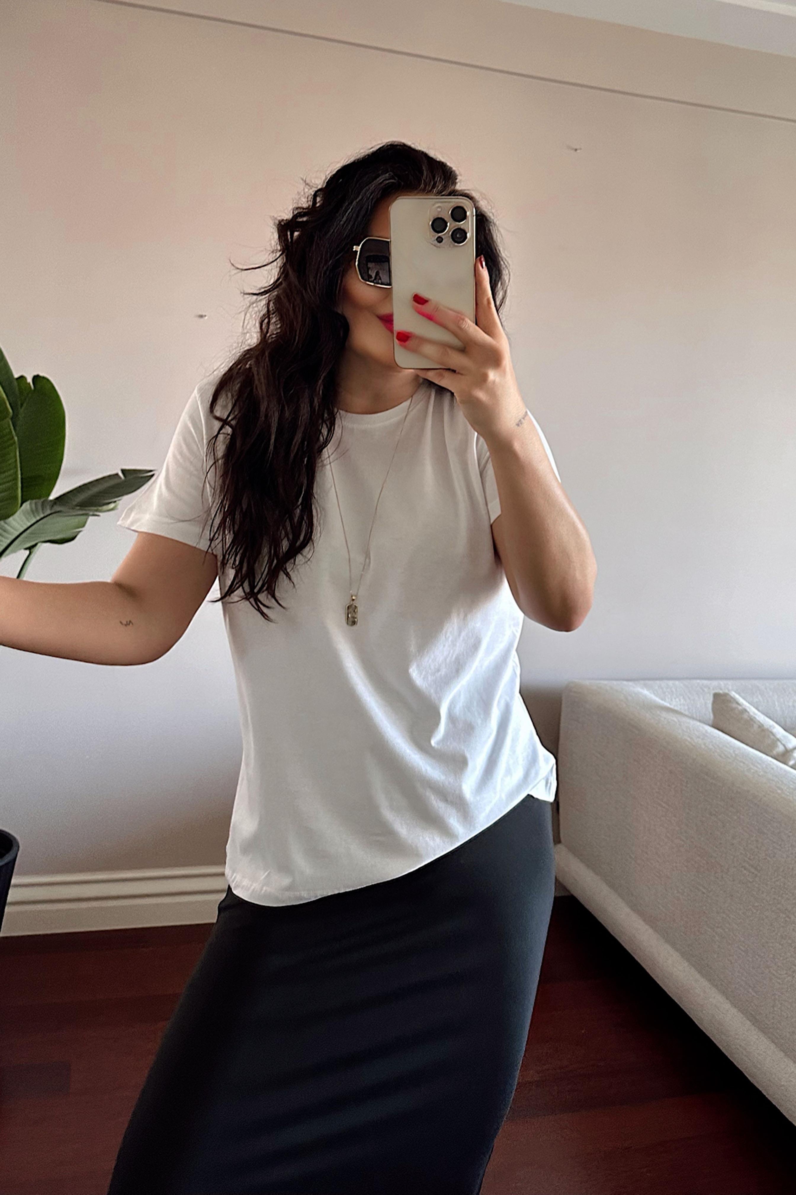 Bisiklet Yaka Basic Tişört Beyaz