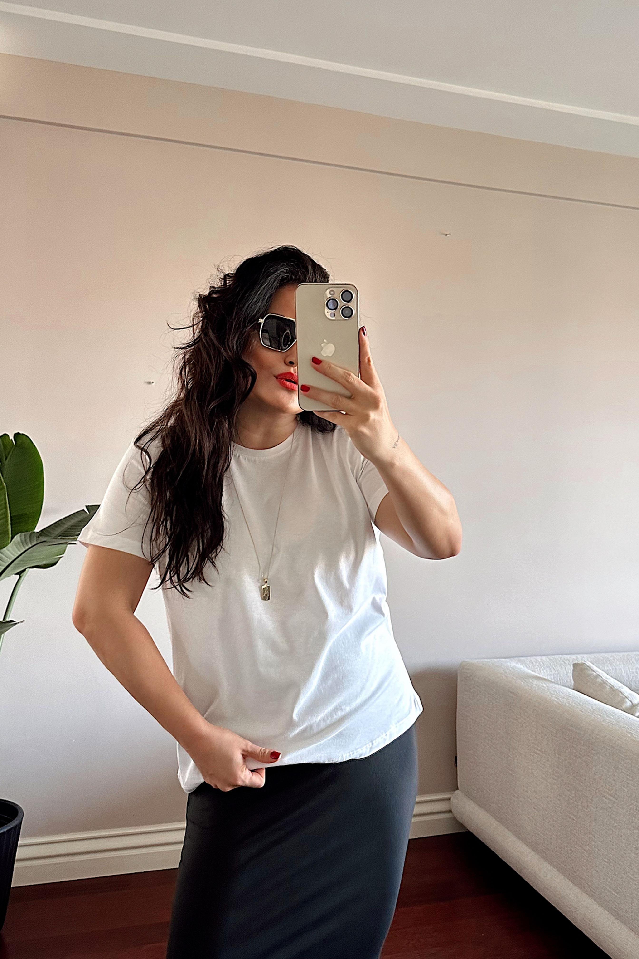 Bisiklet Yaka Basic Tişört Beyaz