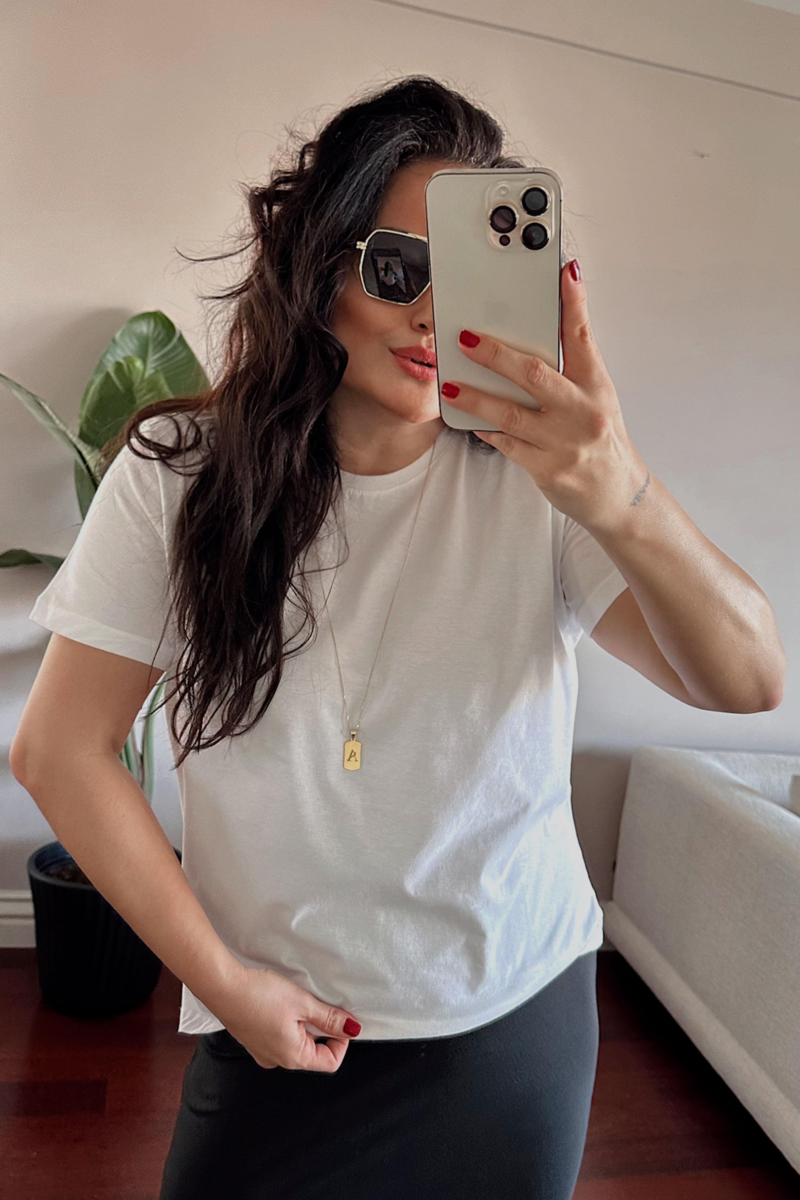 Bisiklet Yaka Basic Tişört Beyaz