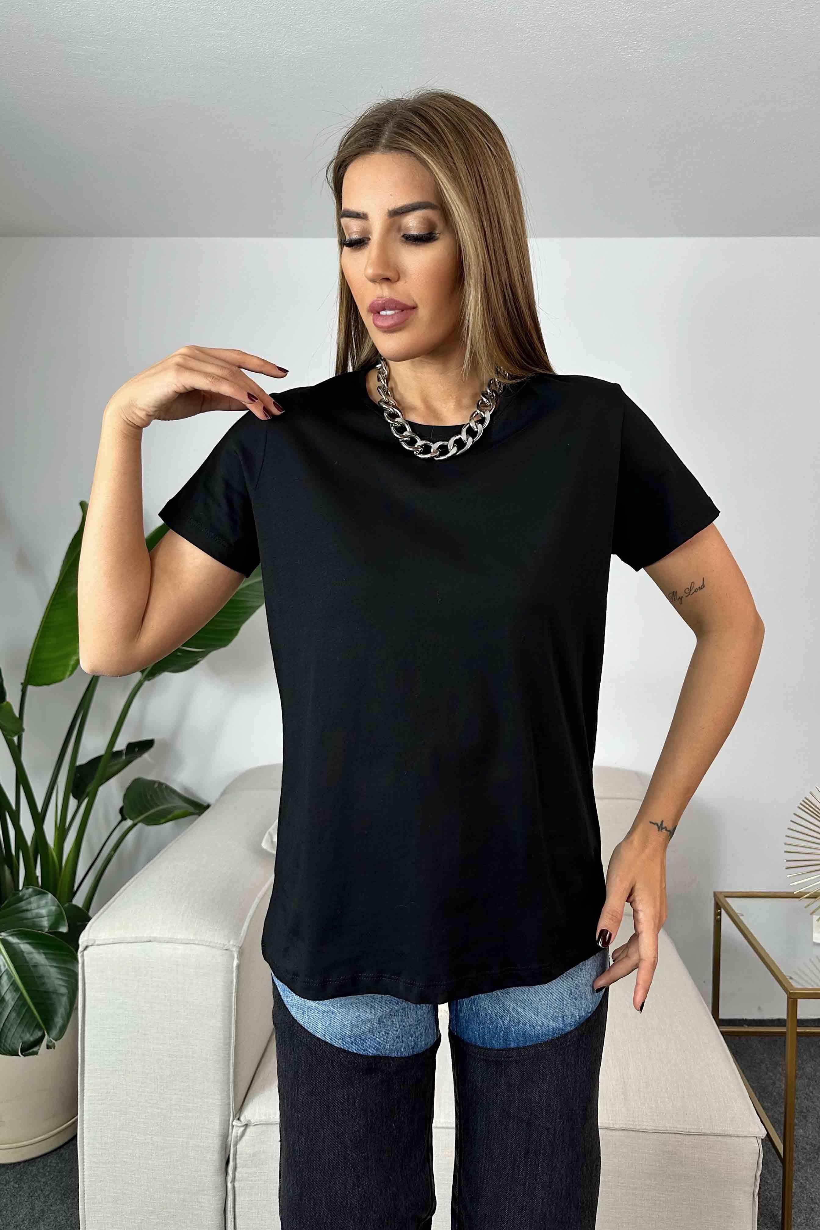 Bisiklet Yaka Basic Tişört Siyah