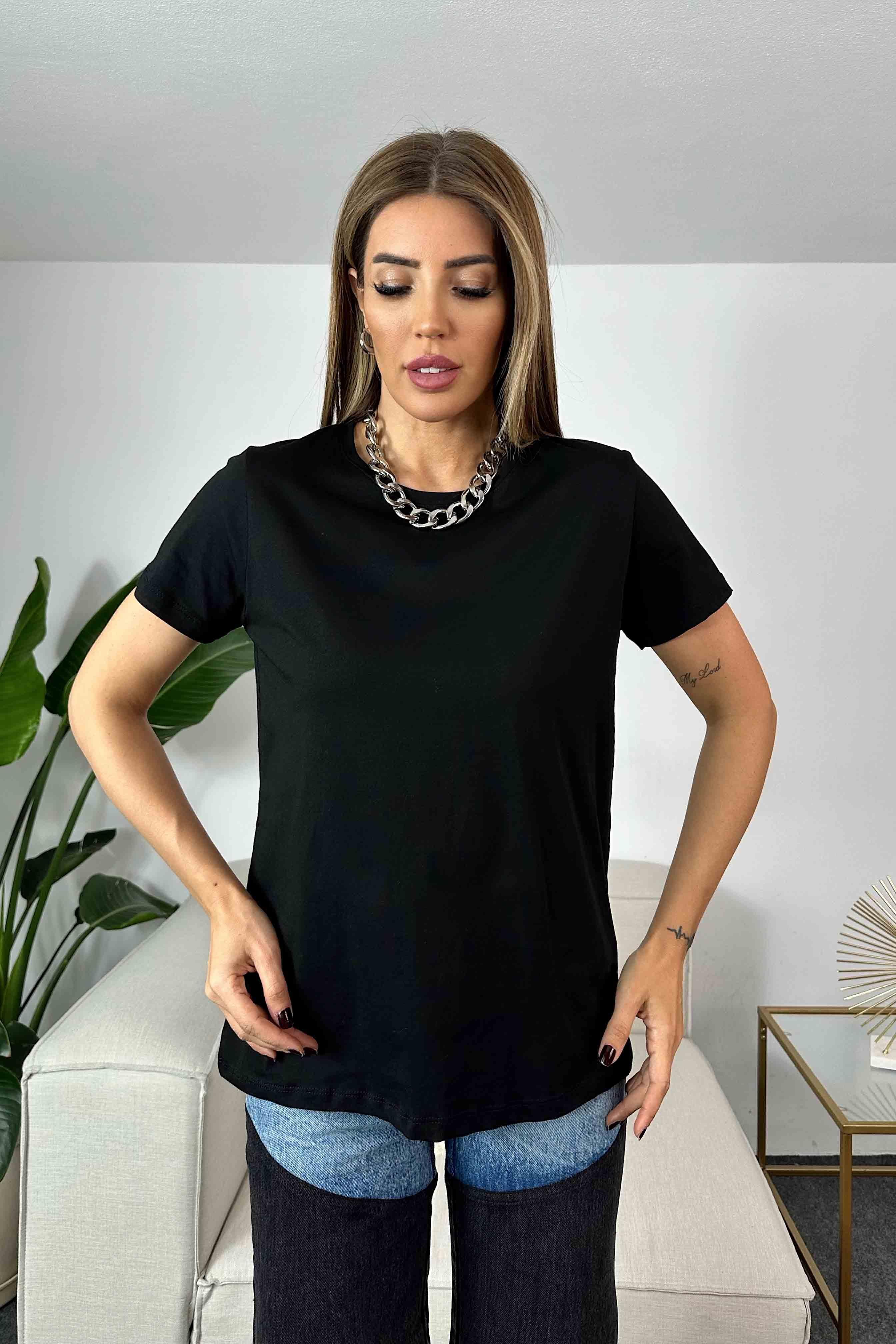 Bisiklet Yaka Basic Tişört Siyah