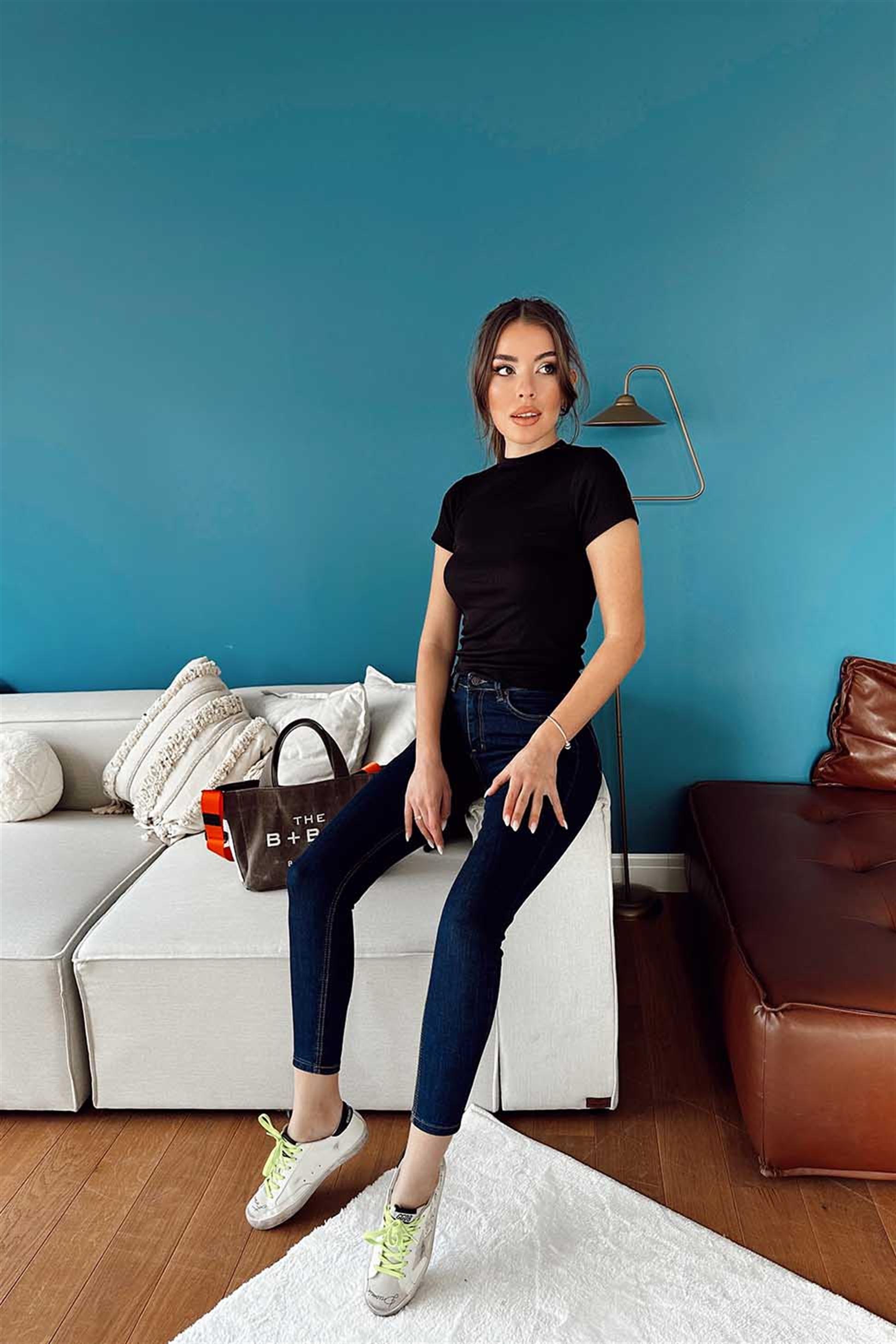 Bisiklet Yakaa İnce Fitilli Body Siyah
