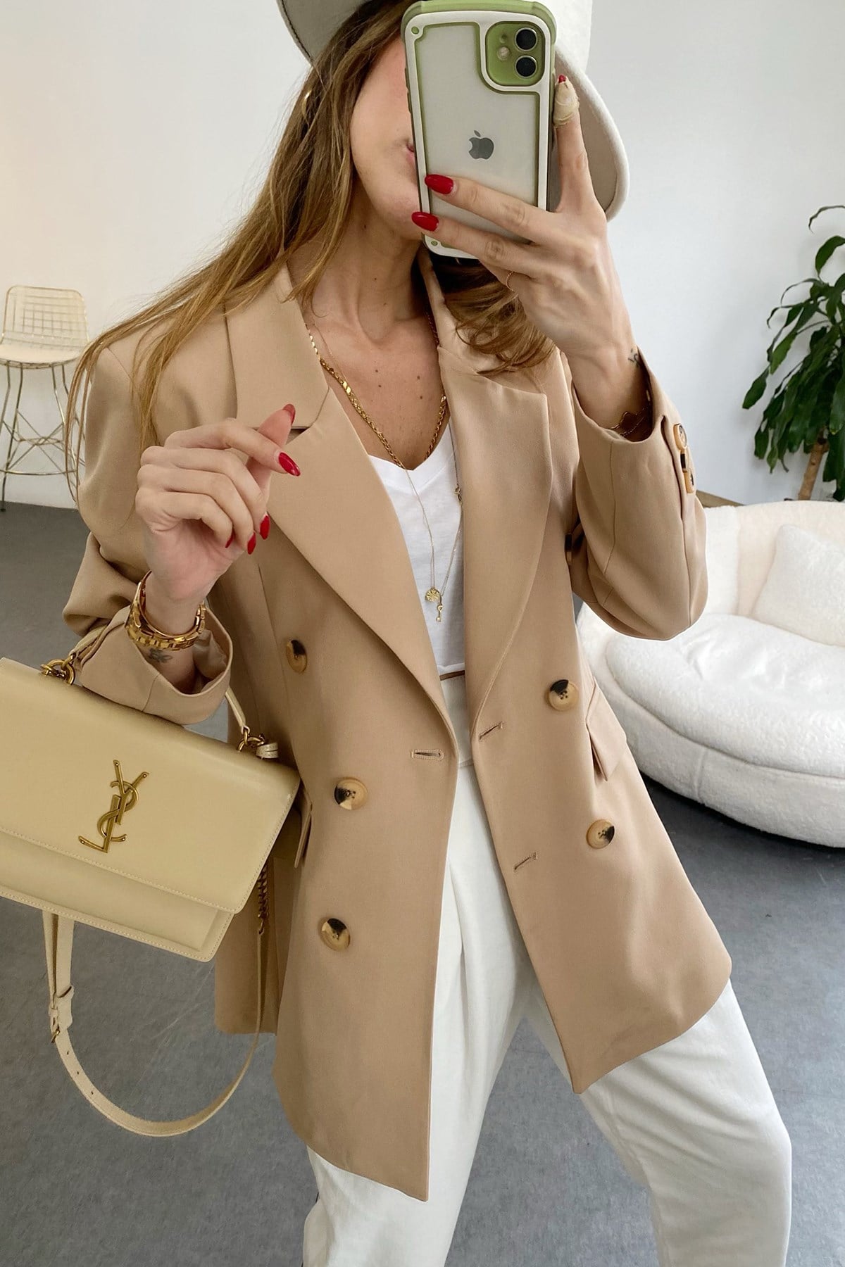 Camel Çoklu Düğme Detay Tasarım Paris Blazer Ceker