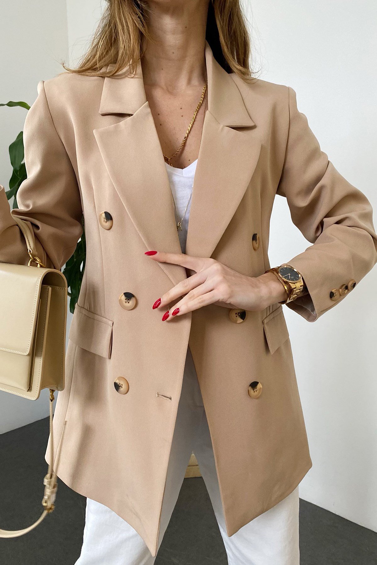 Camel Çoklu Düğme Detay Tasarım Paris Blazer Ceker