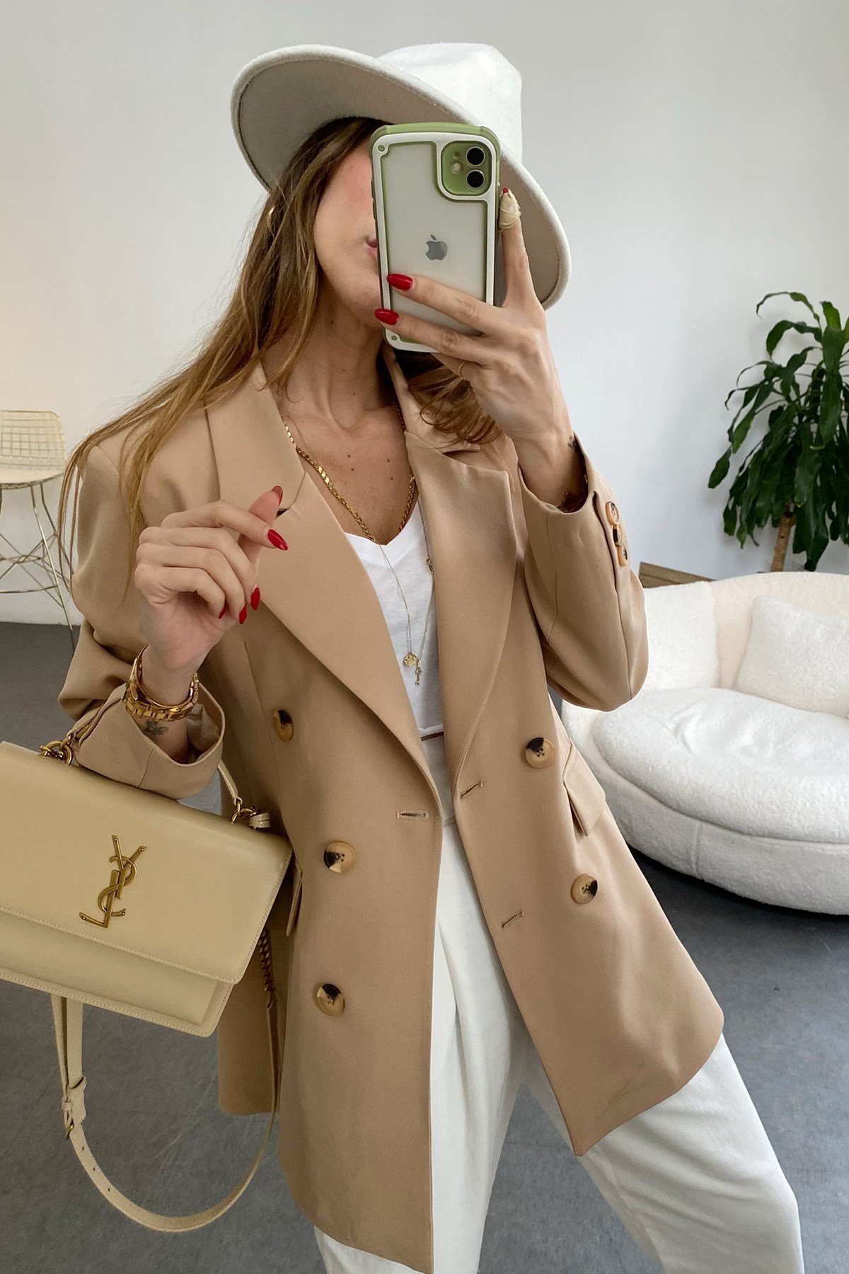 Camel Çoklu Düğme Detay Tasarım Paris Blazer Ceker