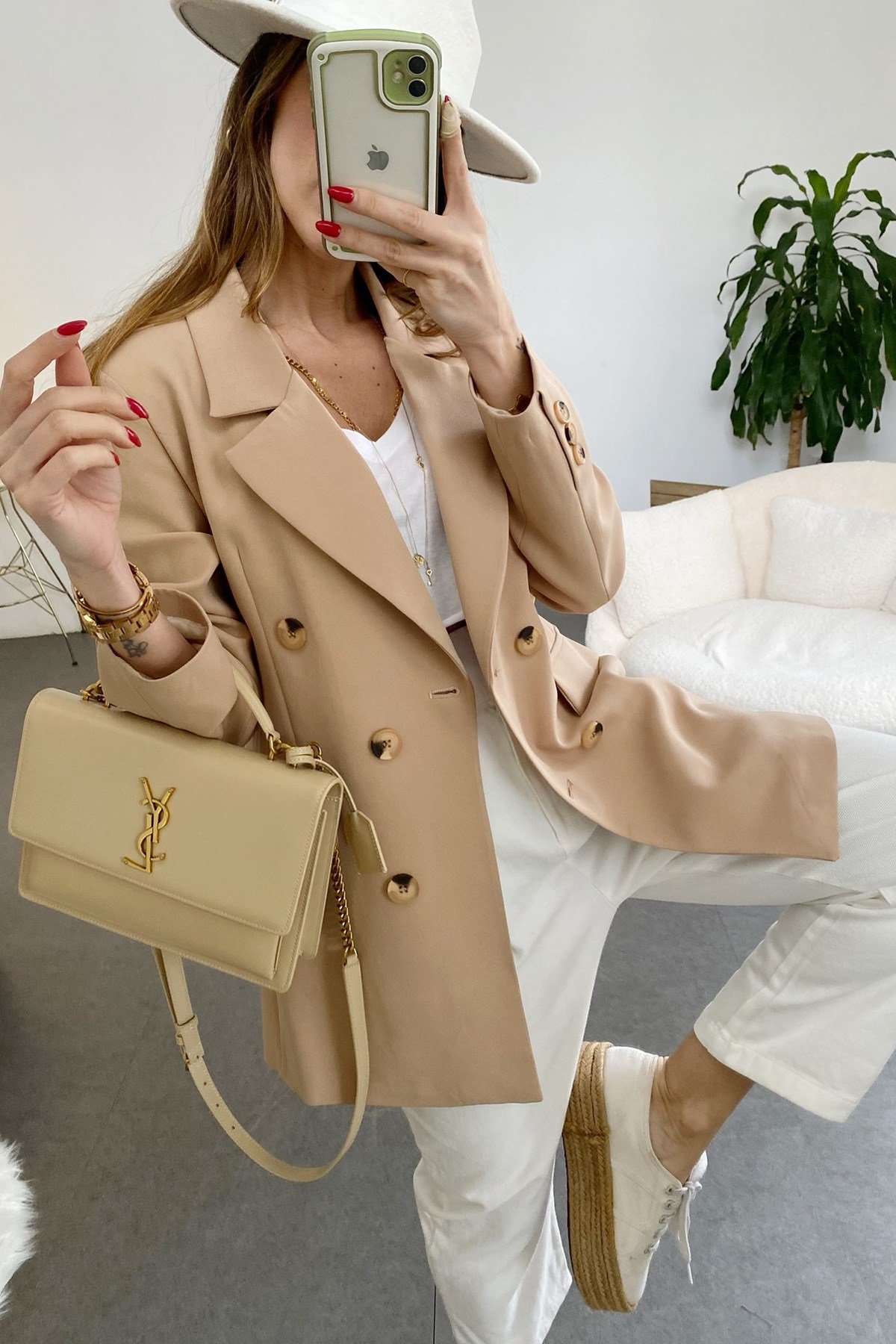 Camel Çoklu Düğme Detay Tasarım Paris Blazer Ceker