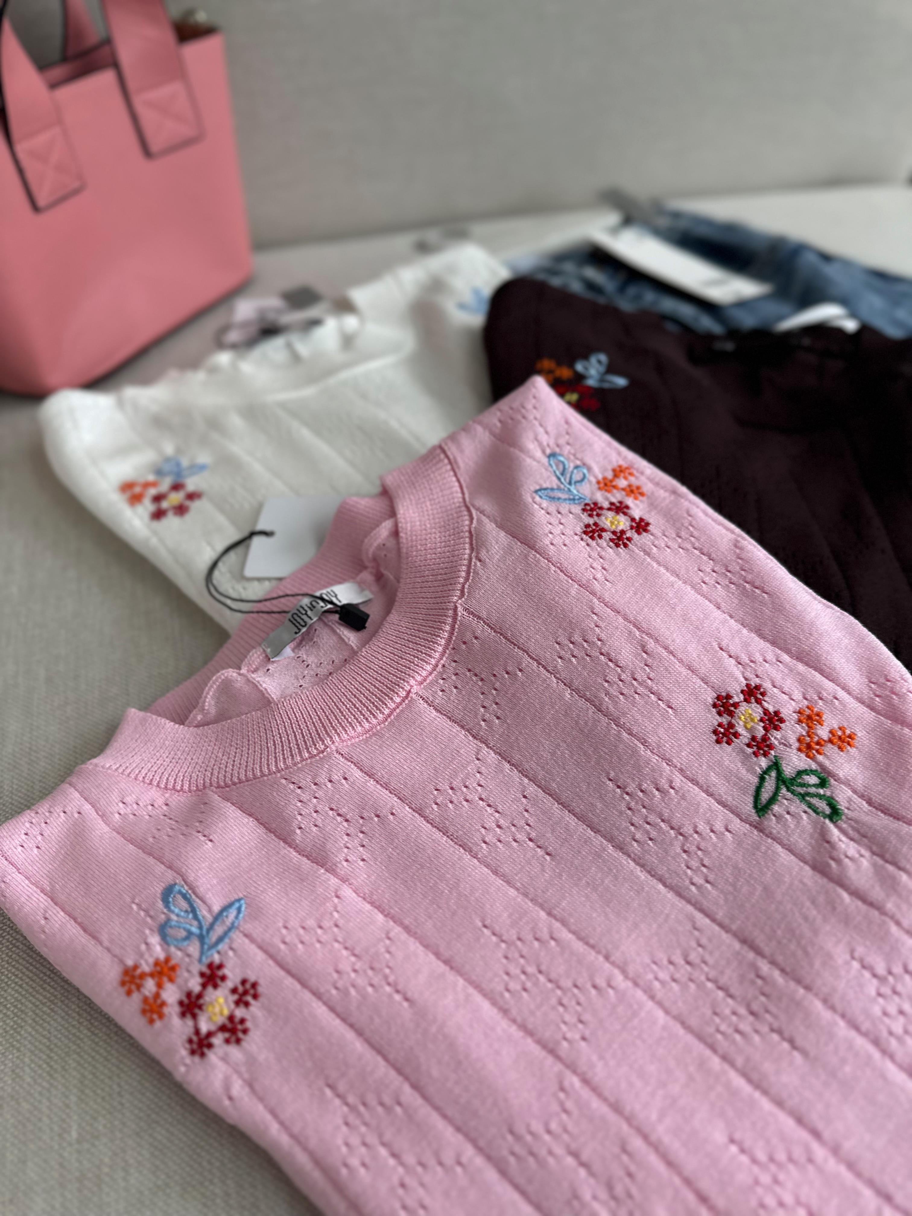 Çiçek Nakışlı Merserize Pembe