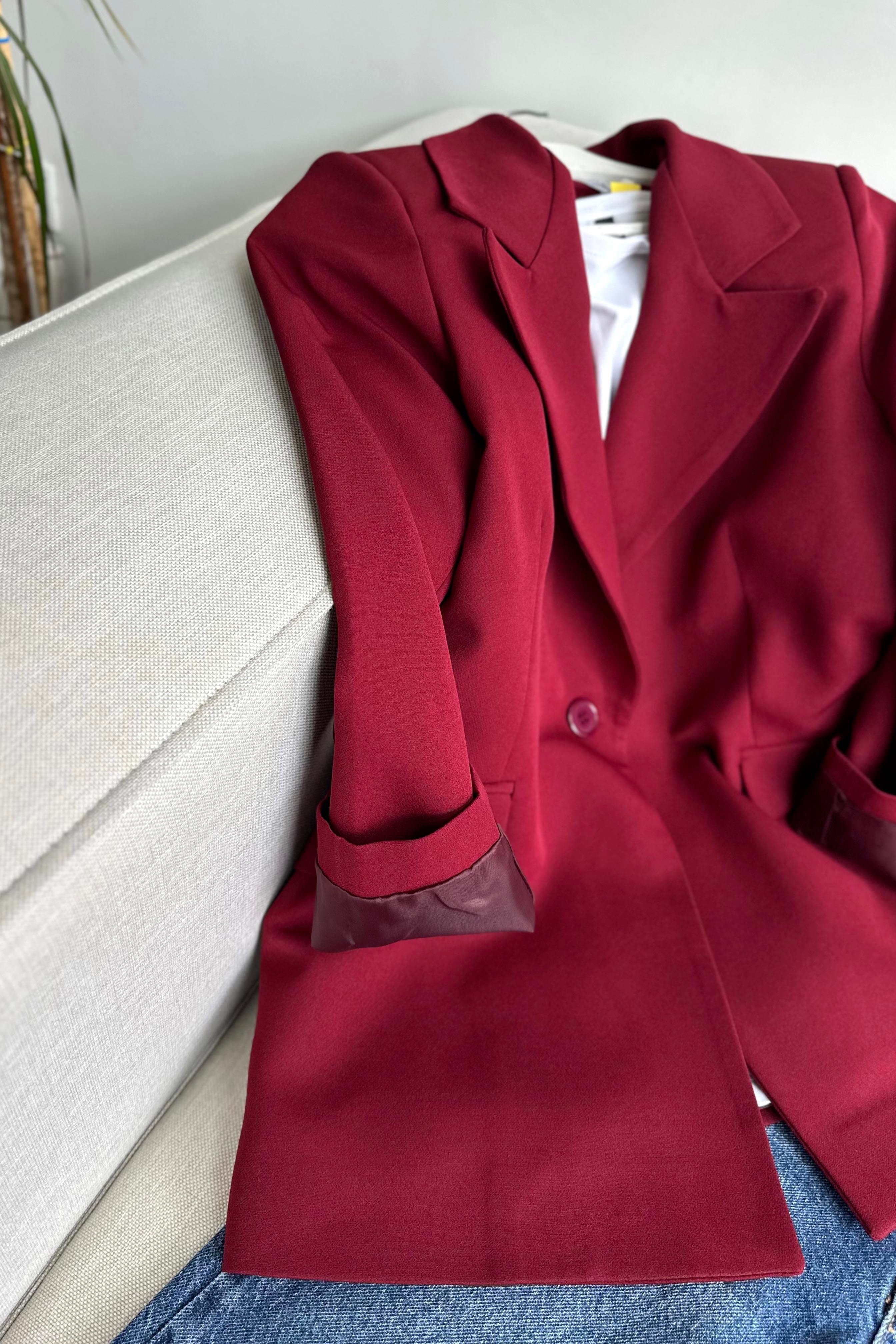 Daldiwon Astarlı Blazer Ceket Bordo