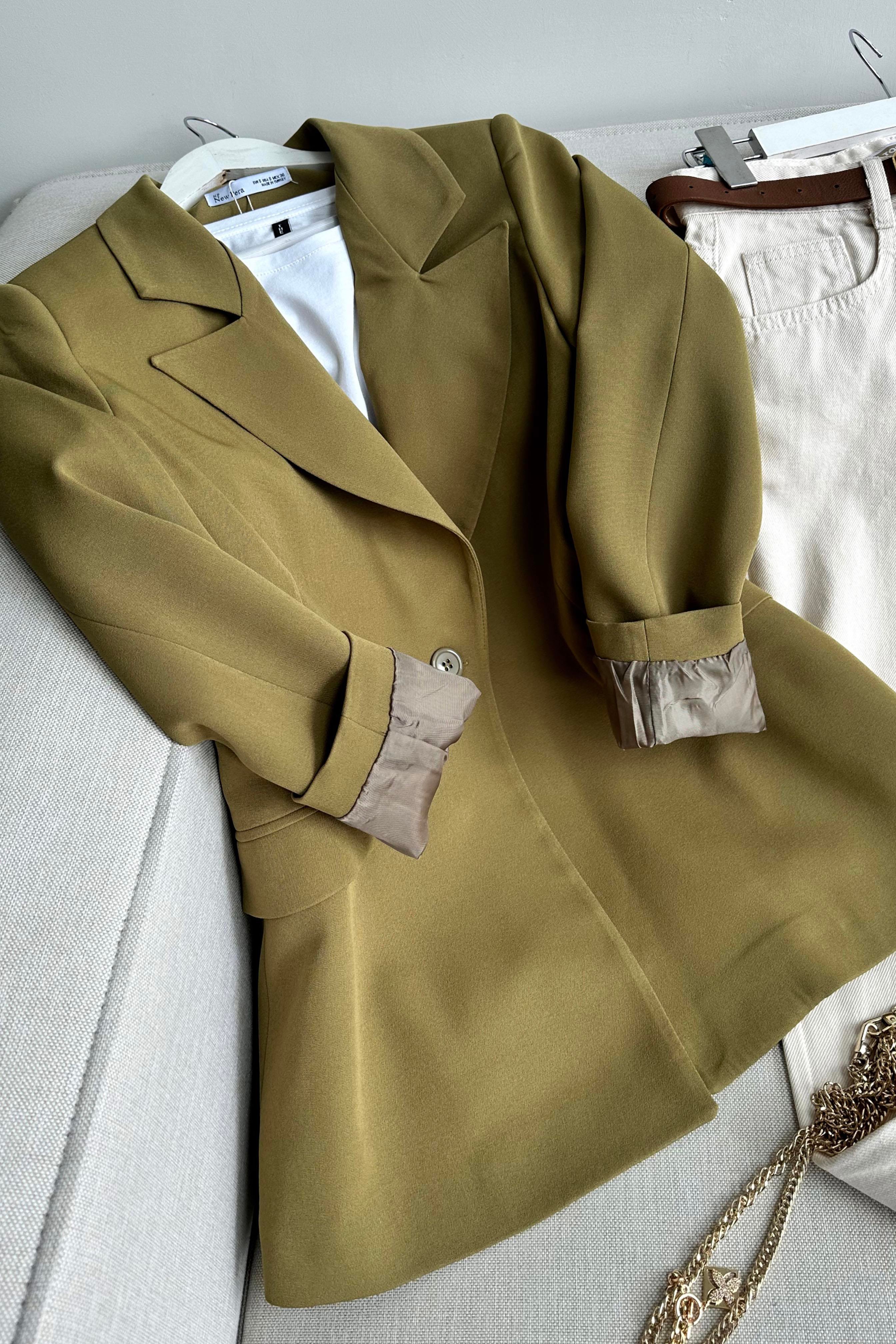 Daldiwon Astarlı Blazer Ceket Yağ Yeşili