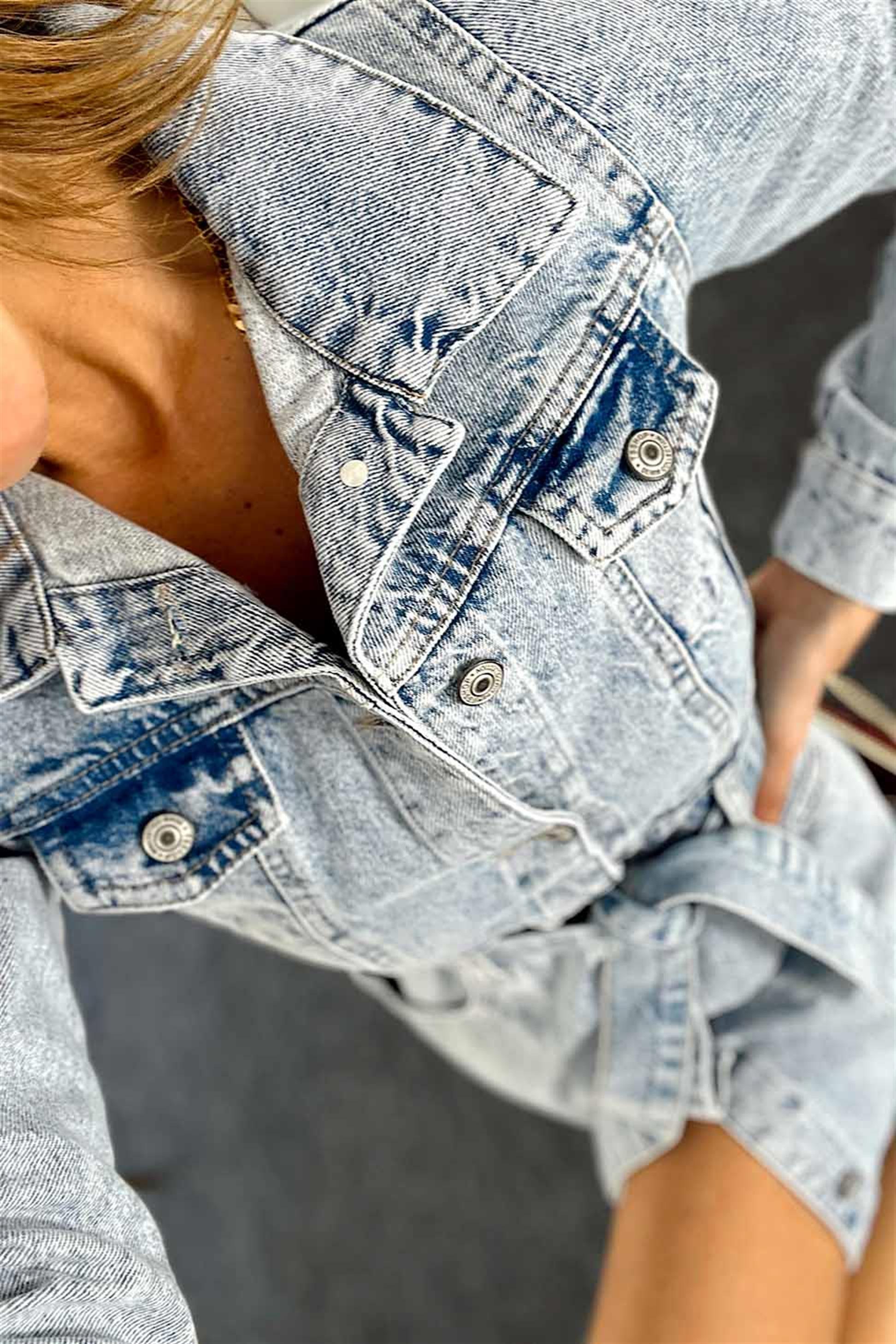 Eteği Püskül Detaylı Denim Elbise Açık Mavi