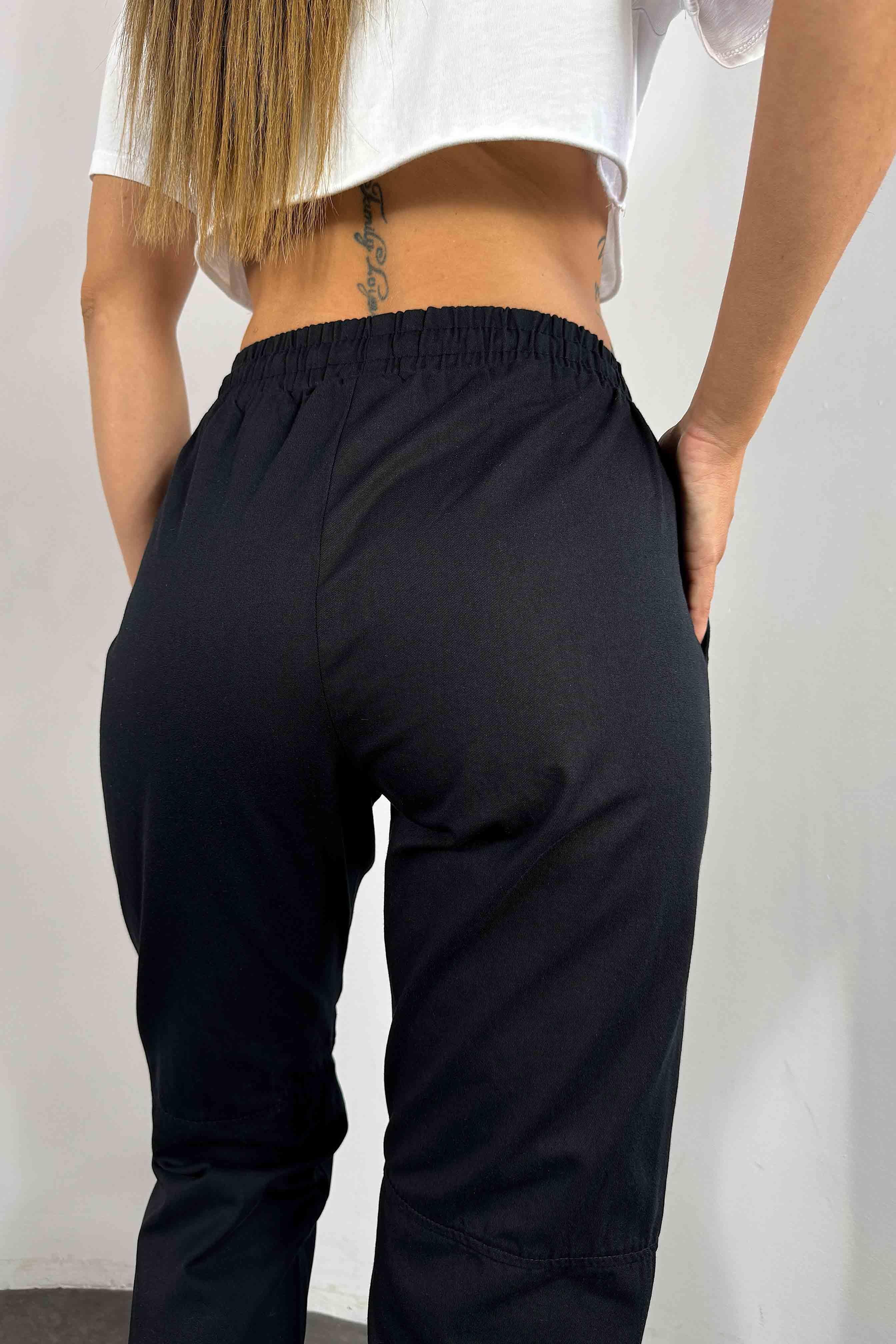 Gabardin Kumaş Dizi Dikişli Pantolon Siyah