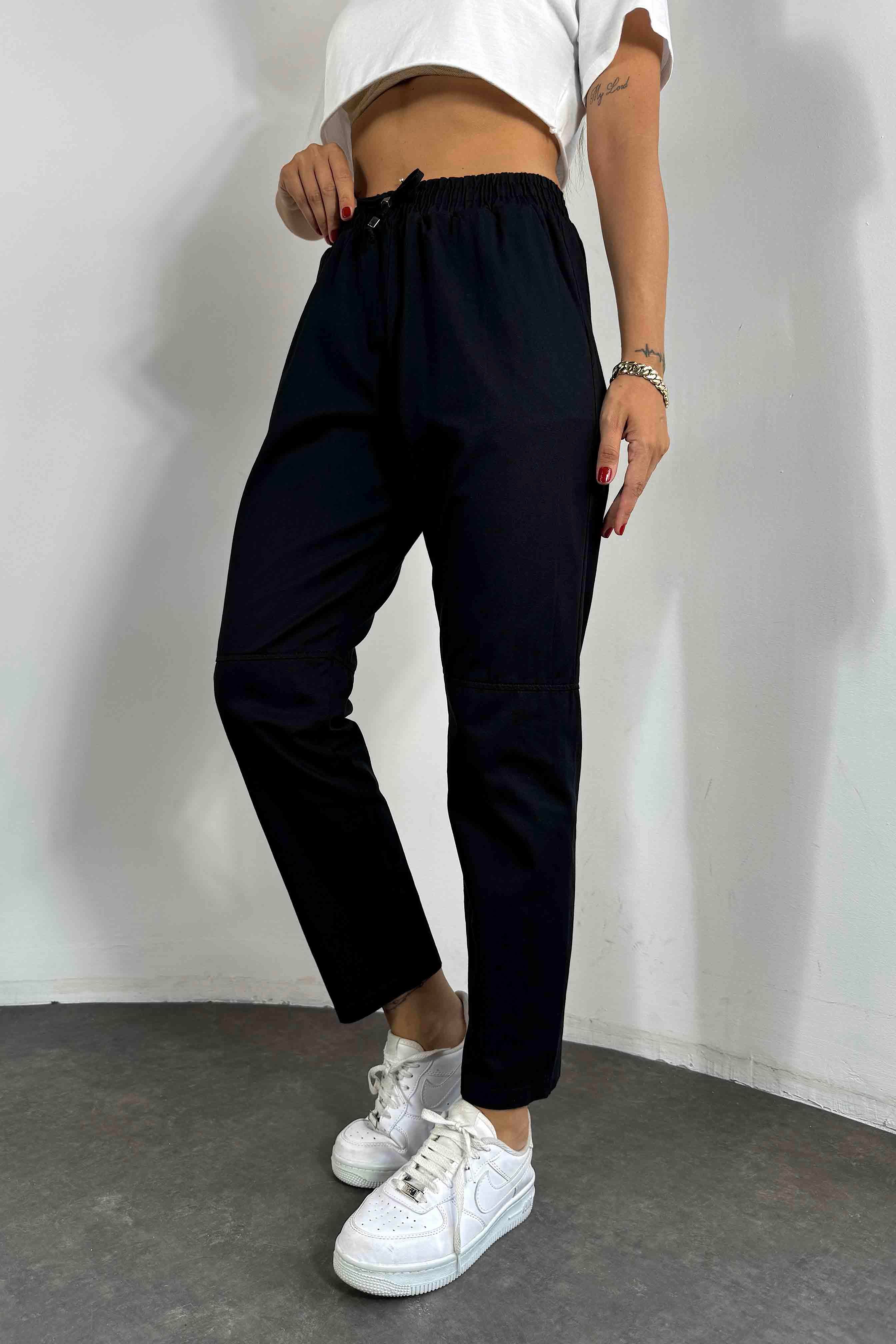 Gabardin Kumaş Dizi Dikişli Pantolon Siyah