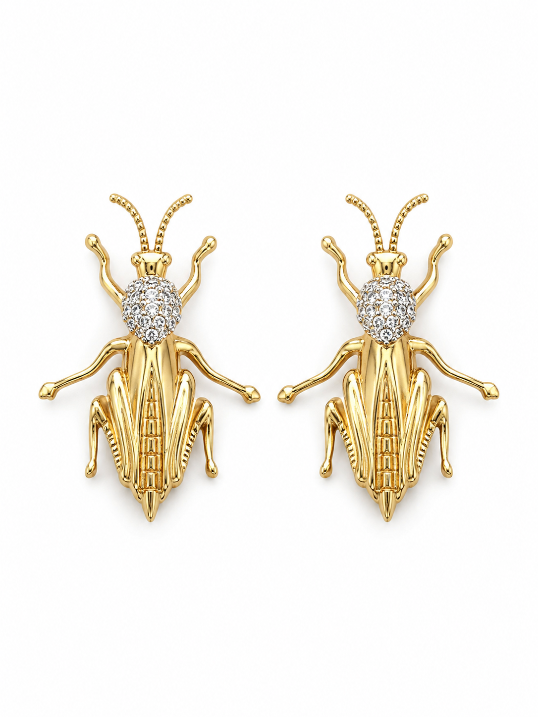 Grasshopper Zirkon Taşlı Gold Küpe