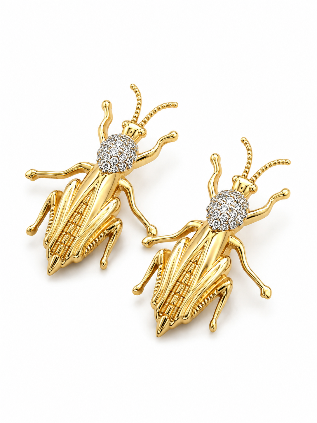 Grasshopper Zirkon Taşlı Gold Küpe