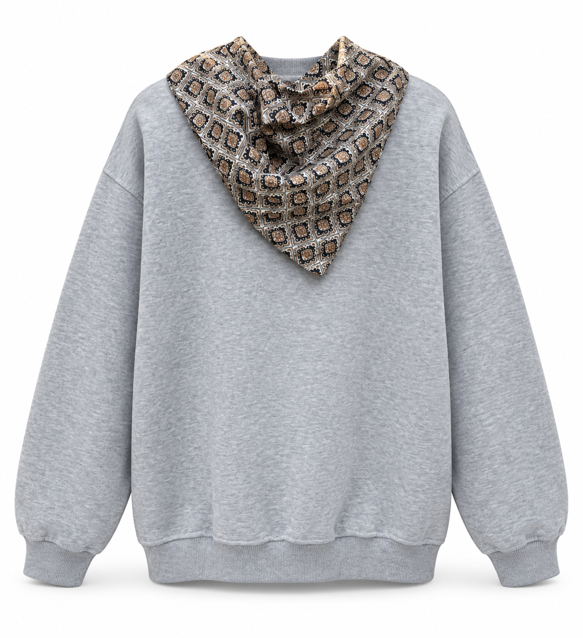 Gri Fular Detaylı Şardonlu Sweat 
