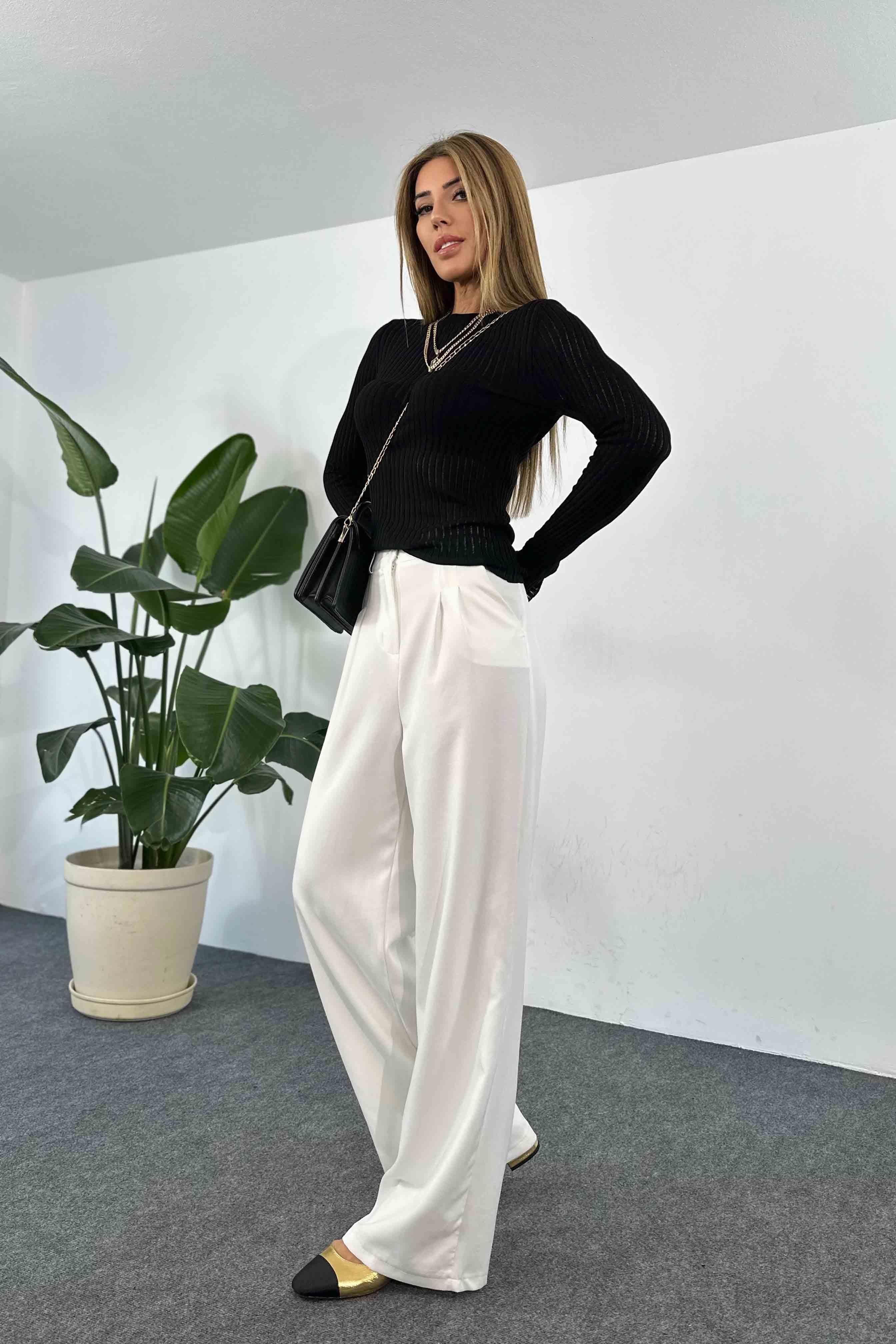 İnce Ajurlu Örme Triko Siyah